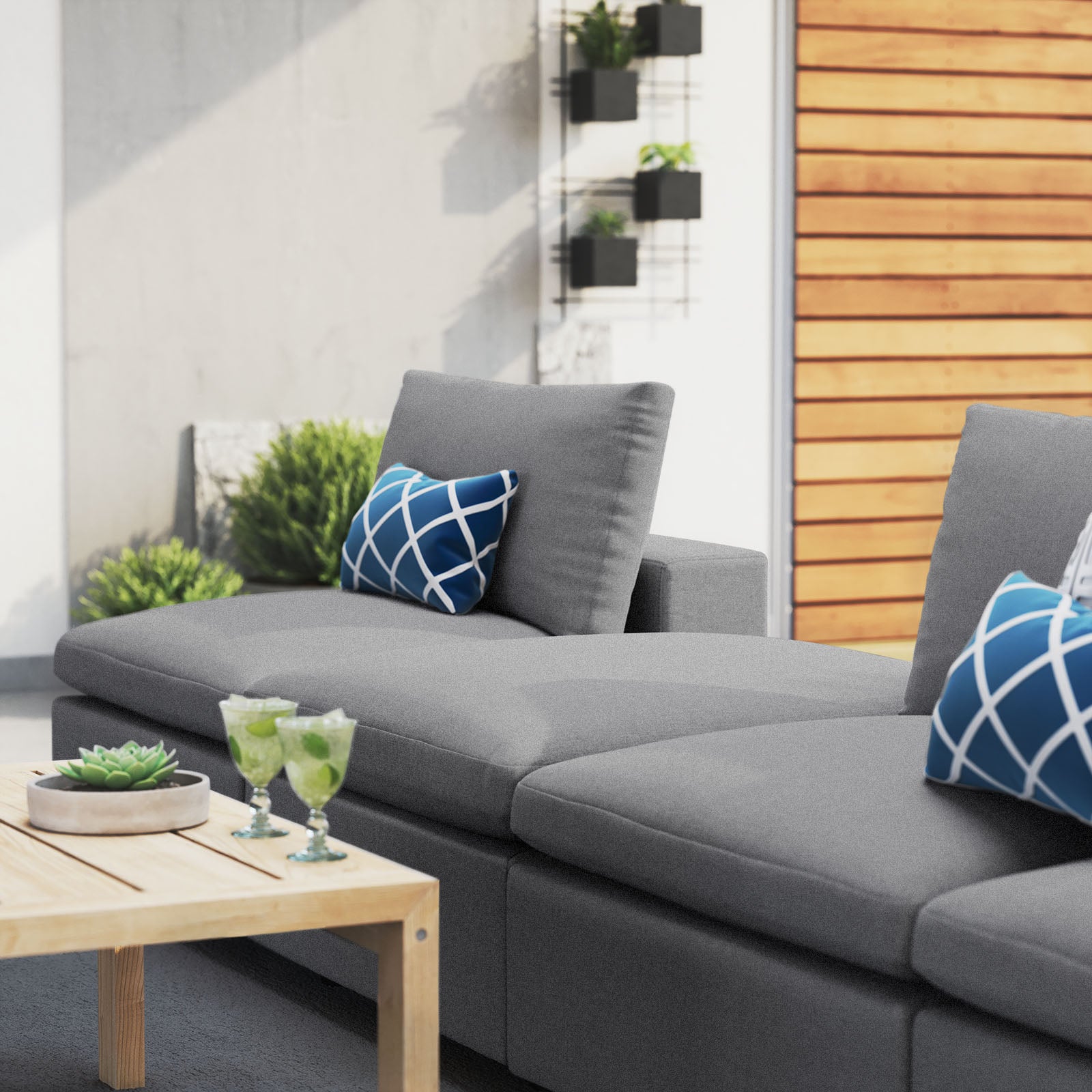 Modway Outdoor Sofas - Commix 4-Piece Sunbrella Outdoor Patio Sectional Sofa Gray
