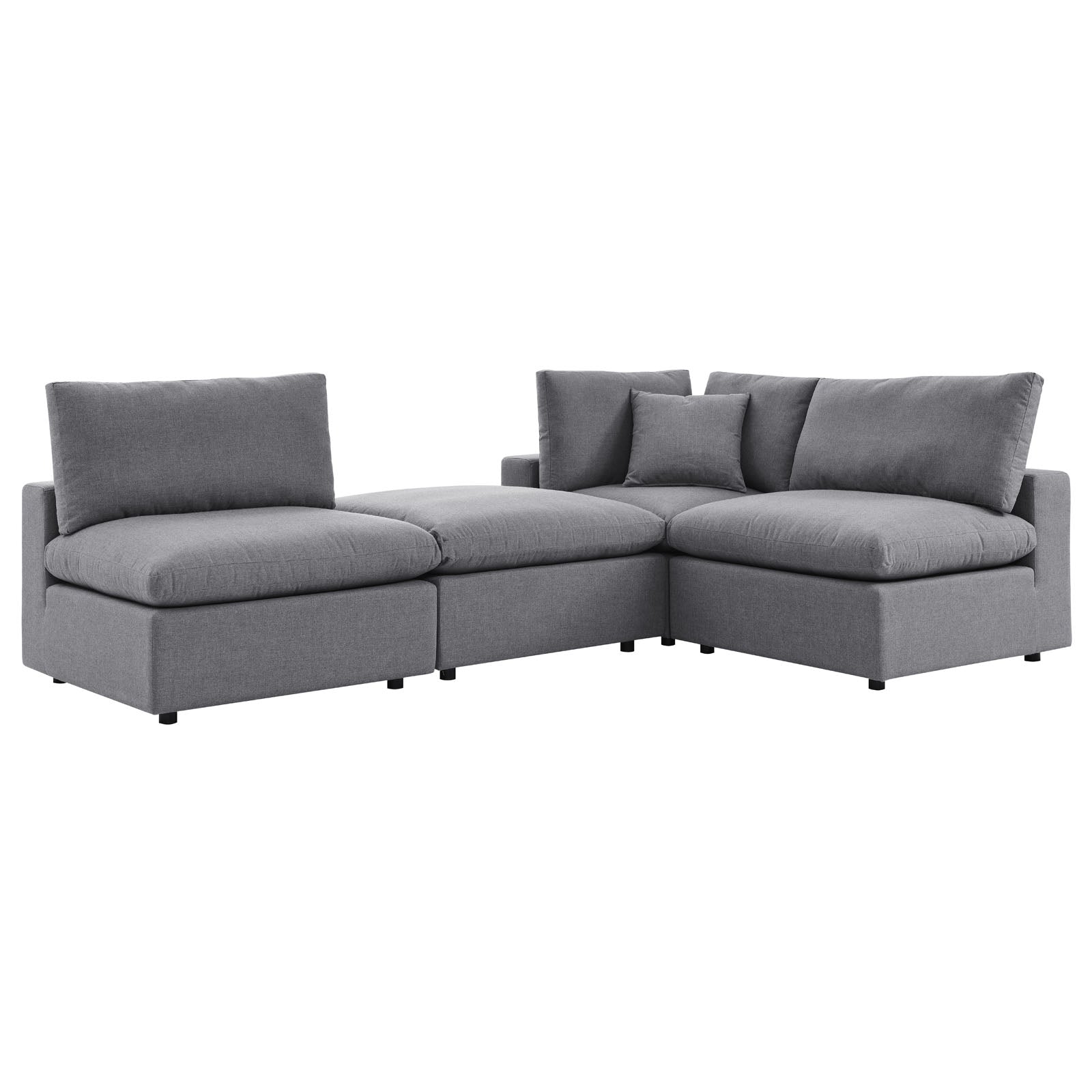 Modway Outdoor Sofas - Commix 4-Piece Sunbrella Outdoor Patio Sectional Sofa Gray