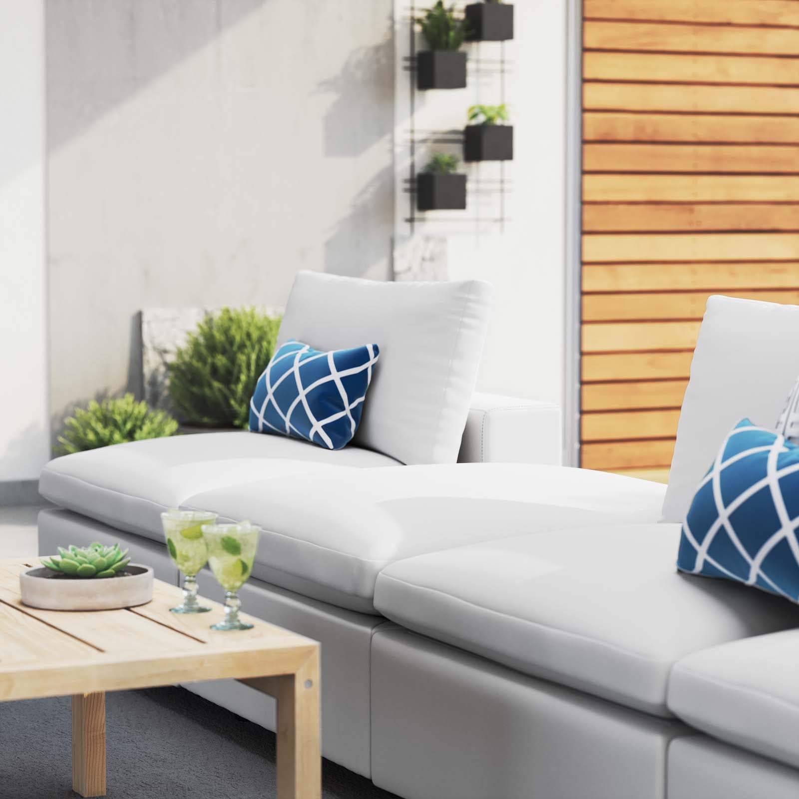 Modway Outdoor Sofas - Commix 4-Piece Sunbrella Outdoor Patio Sectional Sofa White