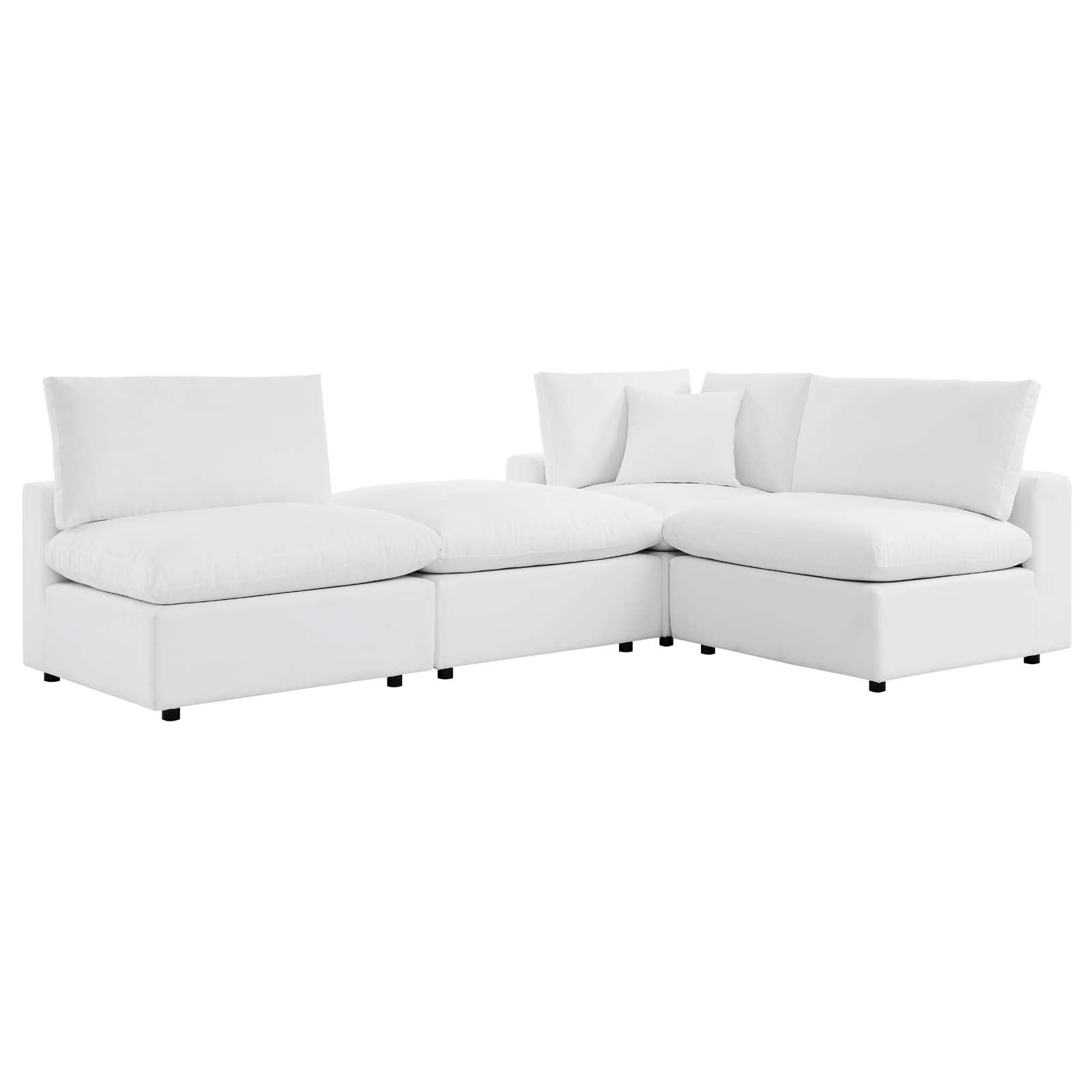 Modway Outdoor Sofas - Commix 4-Piece Sunbrella Outdoor Patio Sectional Sofa White