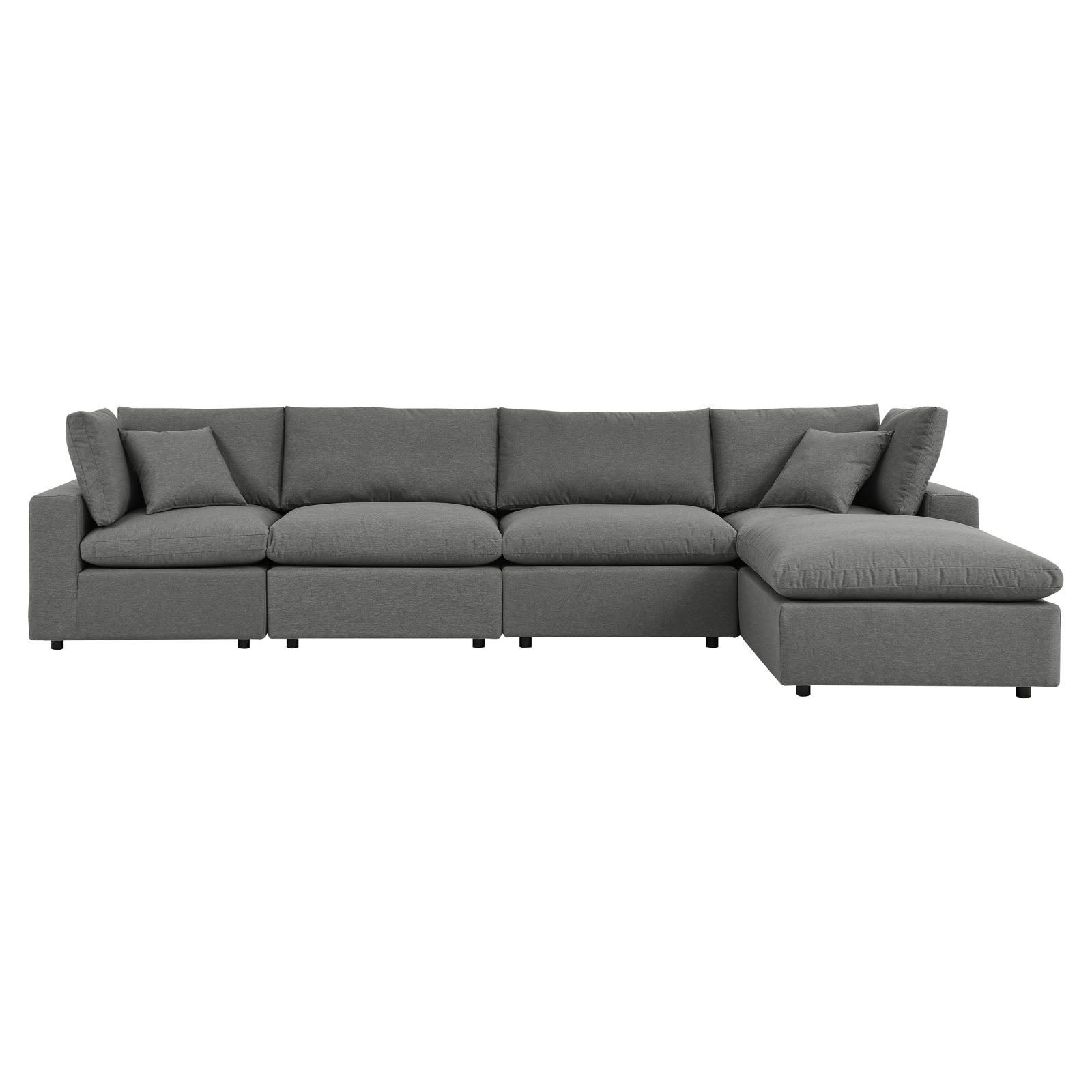 Modway Outdoor Sofas - Commix 5-Piece Outdoor Sectional Sofa Charcoal