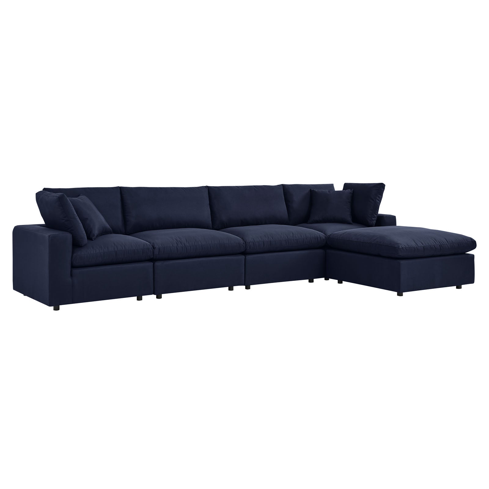 Modway Outdoor Sofas - Commix 5-Piece Outdoor 144 W Patio Sectional Sofa Navy