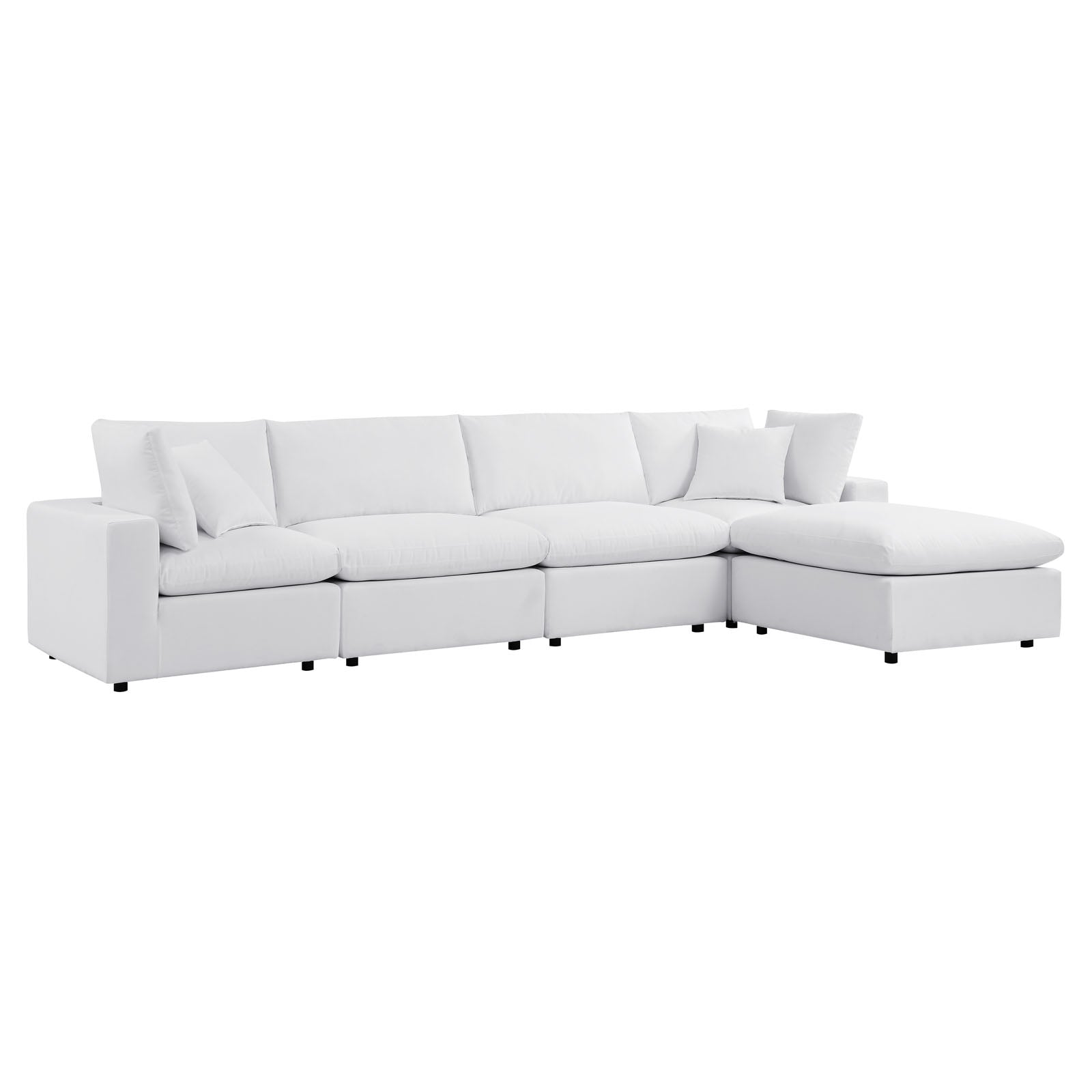 Modway Outdoor Sofas - Commix 145" 5-Piece Sunbrella Outdoor Patio Sectional Sofa White