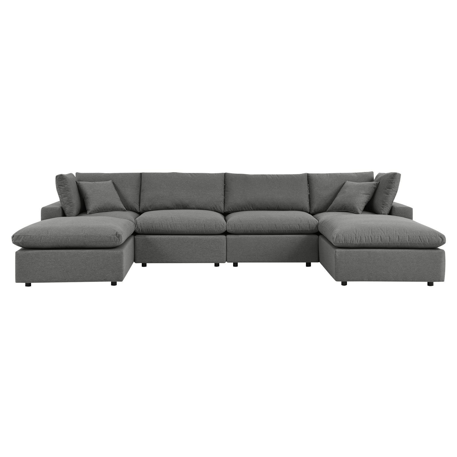 Modway Outdoor Sofas - Commix 6-Piece Outdoor Patio Sectional Sofa Charcoal