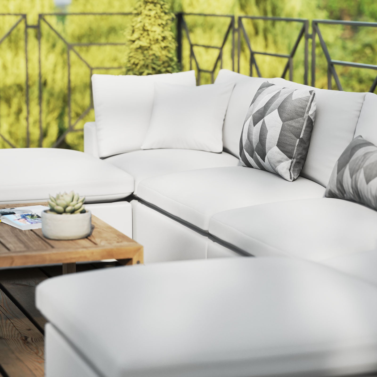 Modway Outdoor Sofas - Commix 6-Piece Outdoor Patio Sectional Sofa White