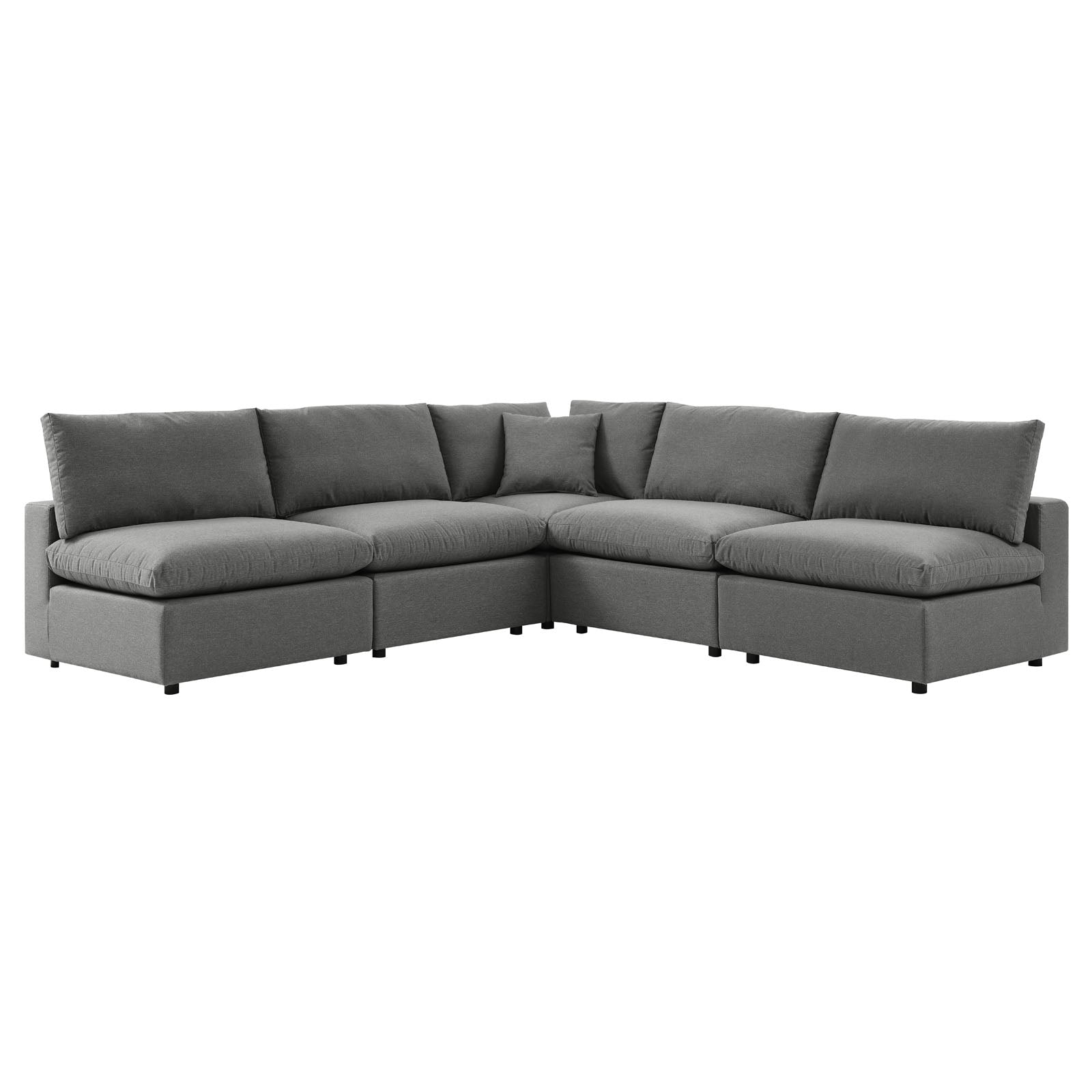 Modway Outdoor Sofas - Commix 5-Piece Outdoor Patio Sectional Sofa Charcoal