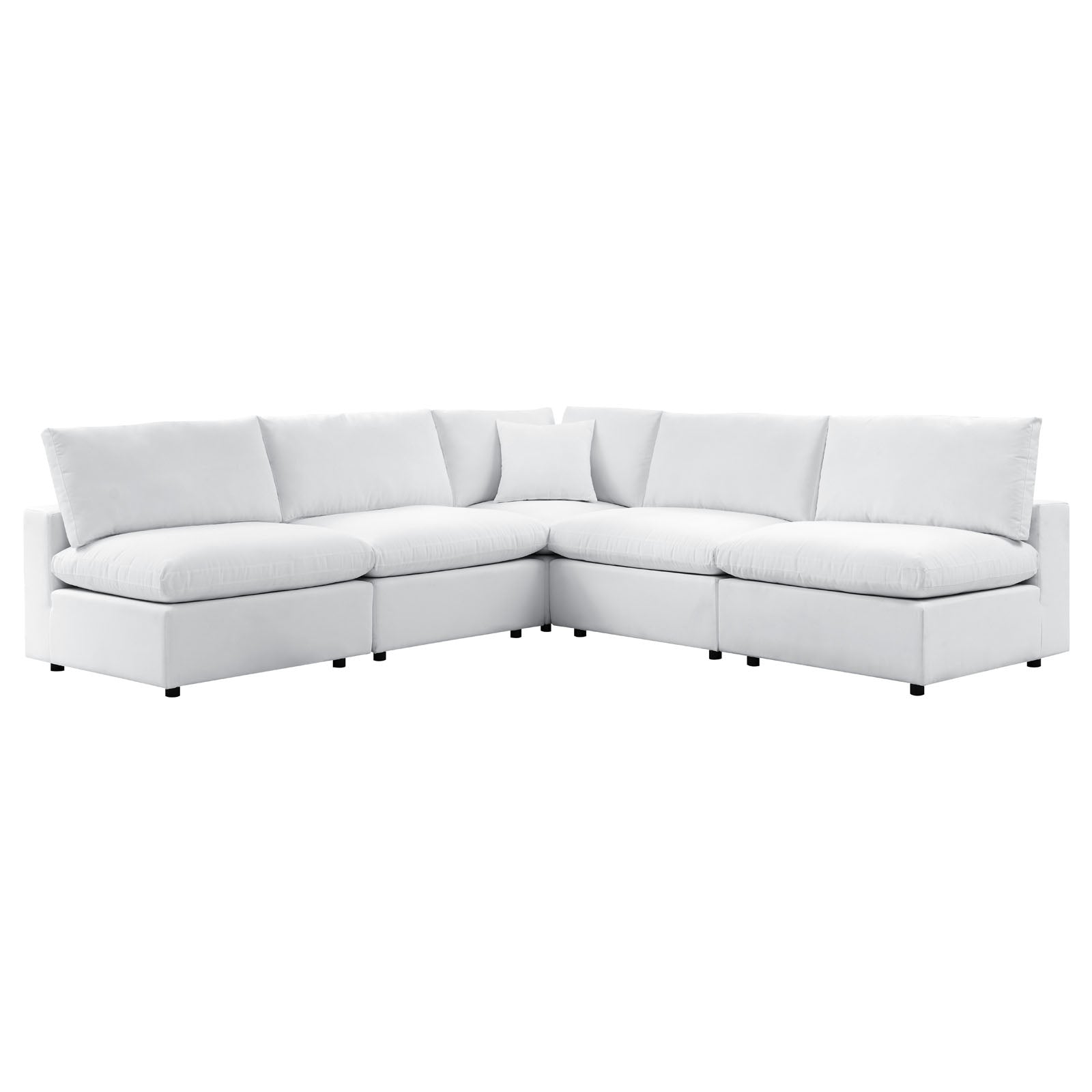 Modway Outdoor Sofas - Commix 108" 5-Piece Sunbrella Outdoor Patio Sectional Sofa White