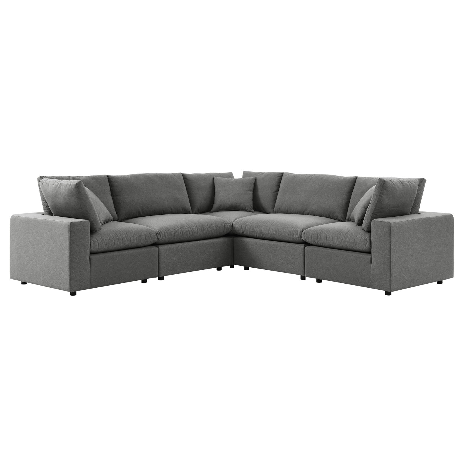 Modway Outdoor Sofas - Commix 108" 5-Piece Outdoor Patio Sectional Sofa Charcoal
