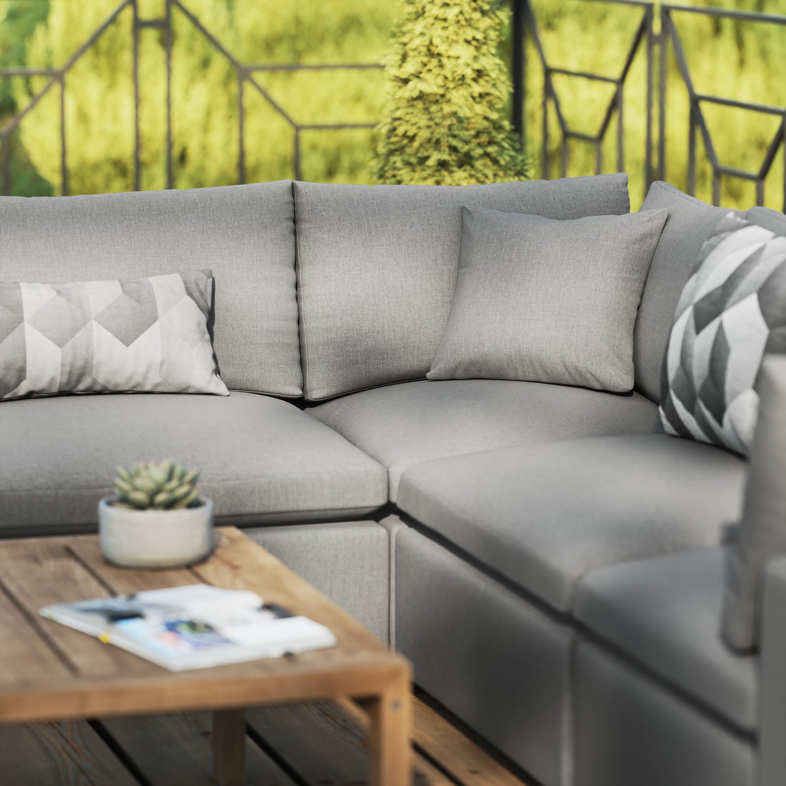 Modway Outdoor Sofas - Commix 108" 5-Piece Outdoor Patio Sectional Sofa Charcoal