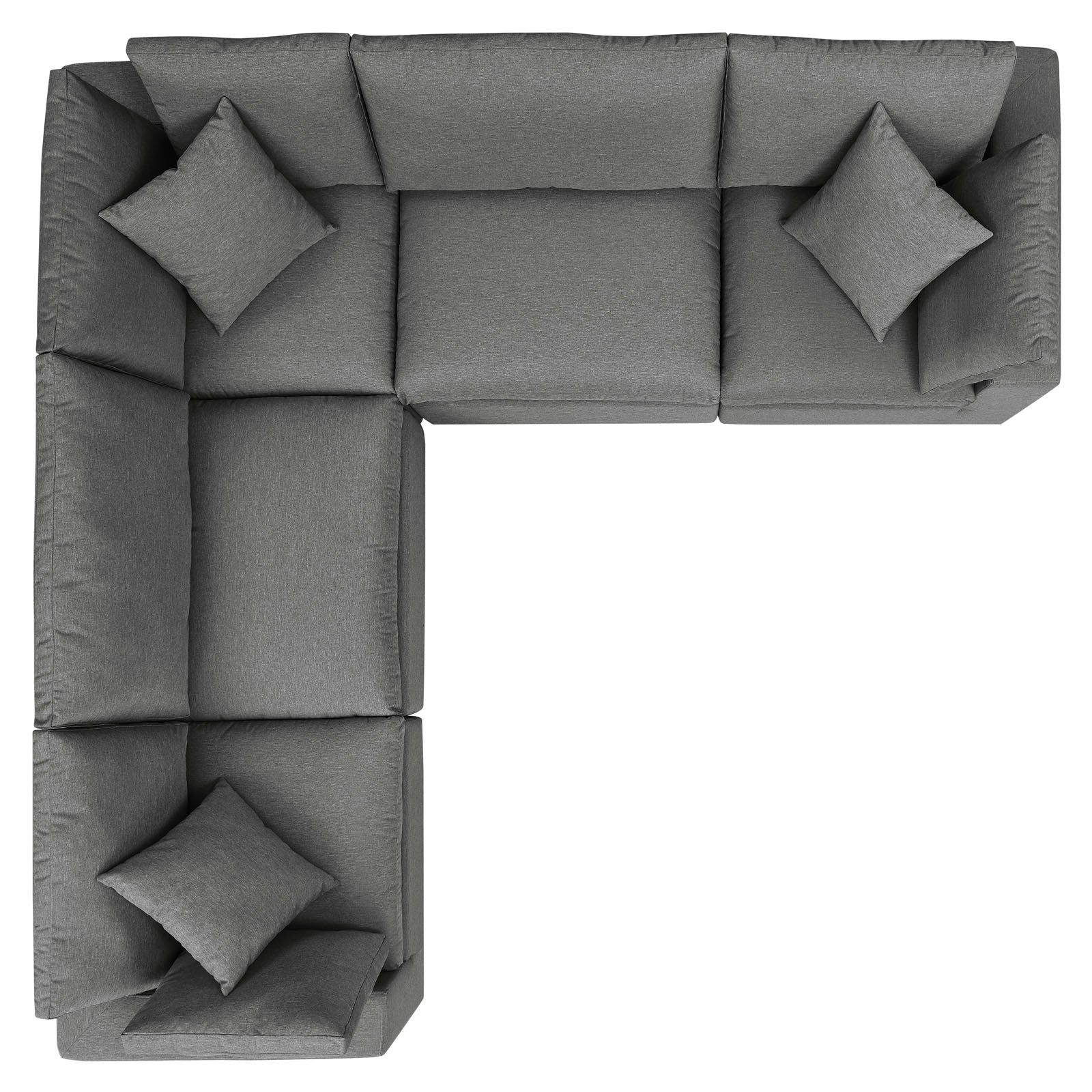 Modway Outdoor Sofas - Commix 108" 5-Piece Outdoor Patio Sectional Sofa Charcoal