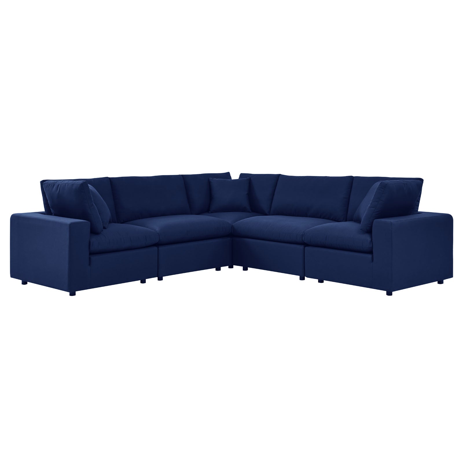 Modway Outdoor Sofas - Commix 5-Piece Sunbrella Outdoor Patio Sectional Sofa Navy