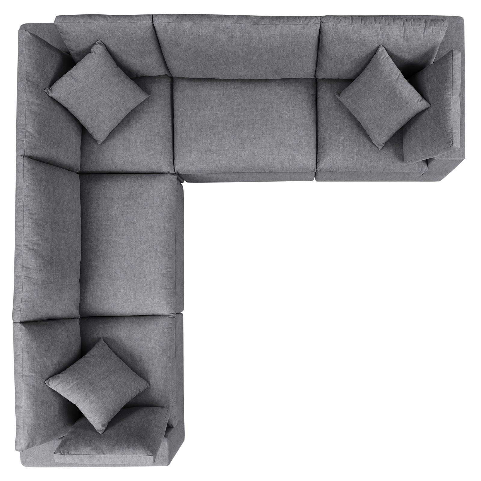 Modway Outdoor Sofas - Commix 5-Piece Sunbrella Outdoor Patio Sectional Sofa Gray