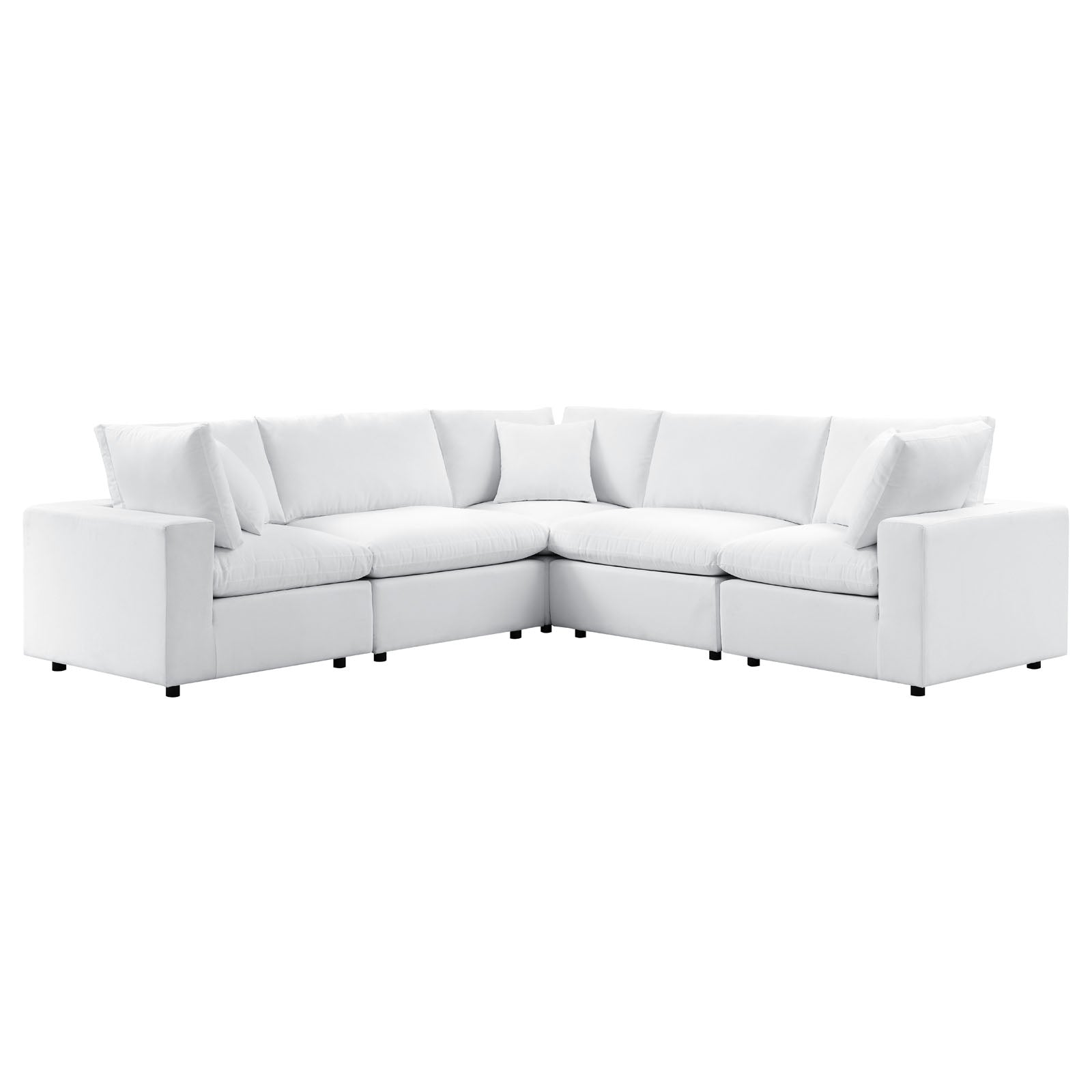 Modway Outdoor Sofas - Commix 5-Piece Sunbrella Outdoor Patio Sectional Sofa White