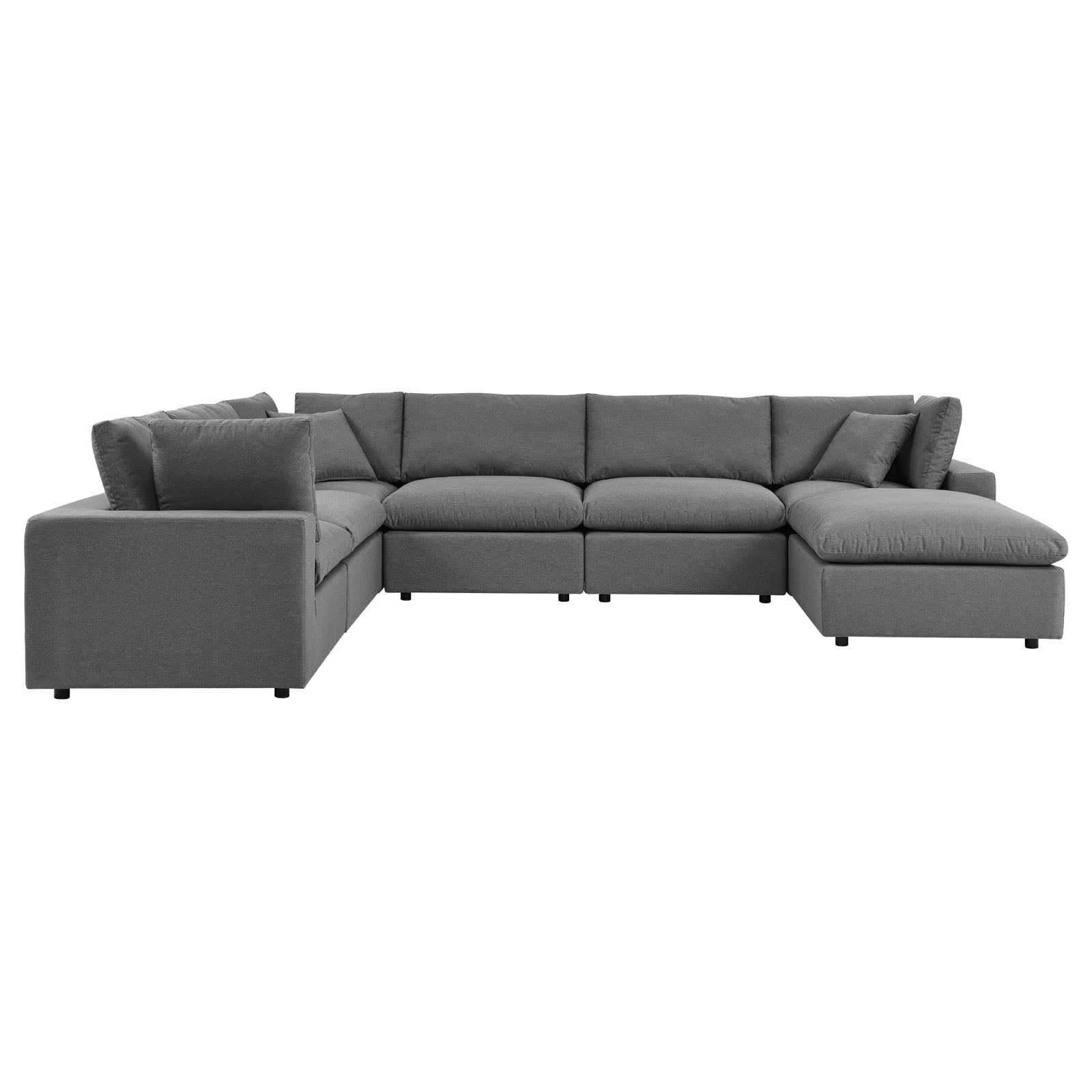 Modway Outdoor Sofas - Commix 7-Piece Outdoor Patio Sectional Sofa Charcoal