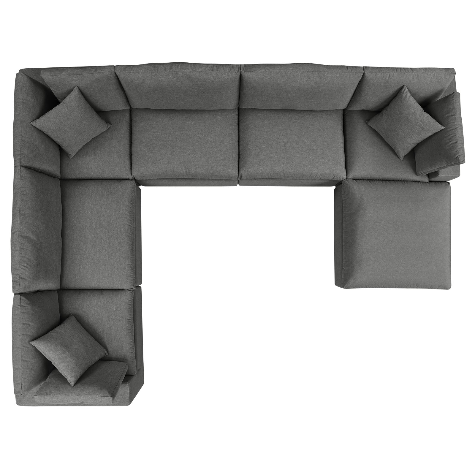 Modway Outdoor Sofas - Commix 7-Piece Outdoor Patio Sectional Sofa Charcoal