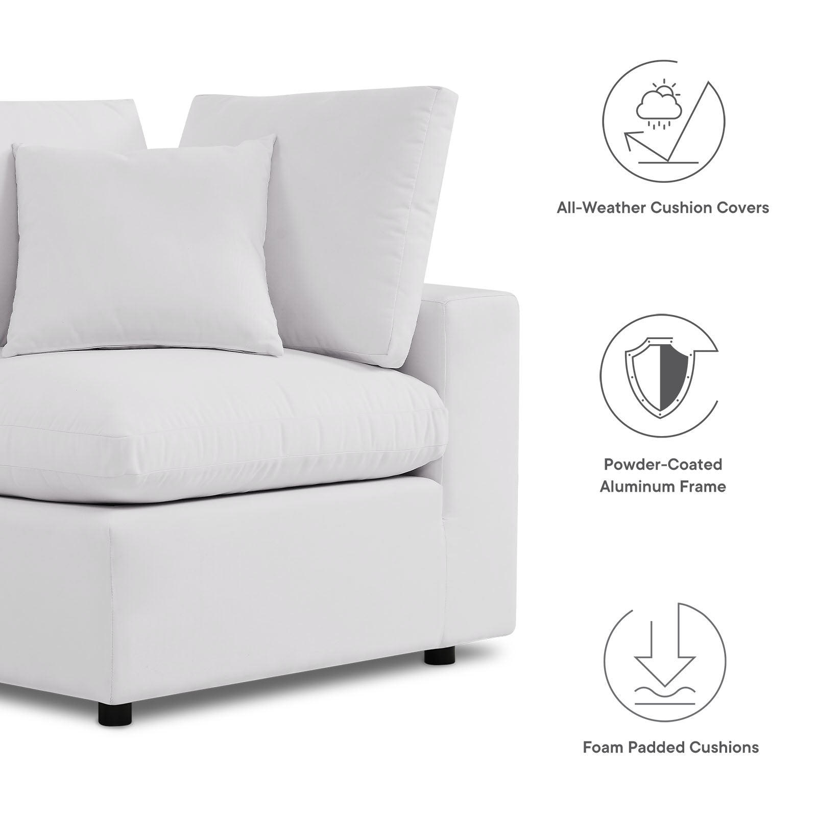 Modway Outdoor Sofas - Commix 7-Piece Outdoor Patio Sectional Sofa White
