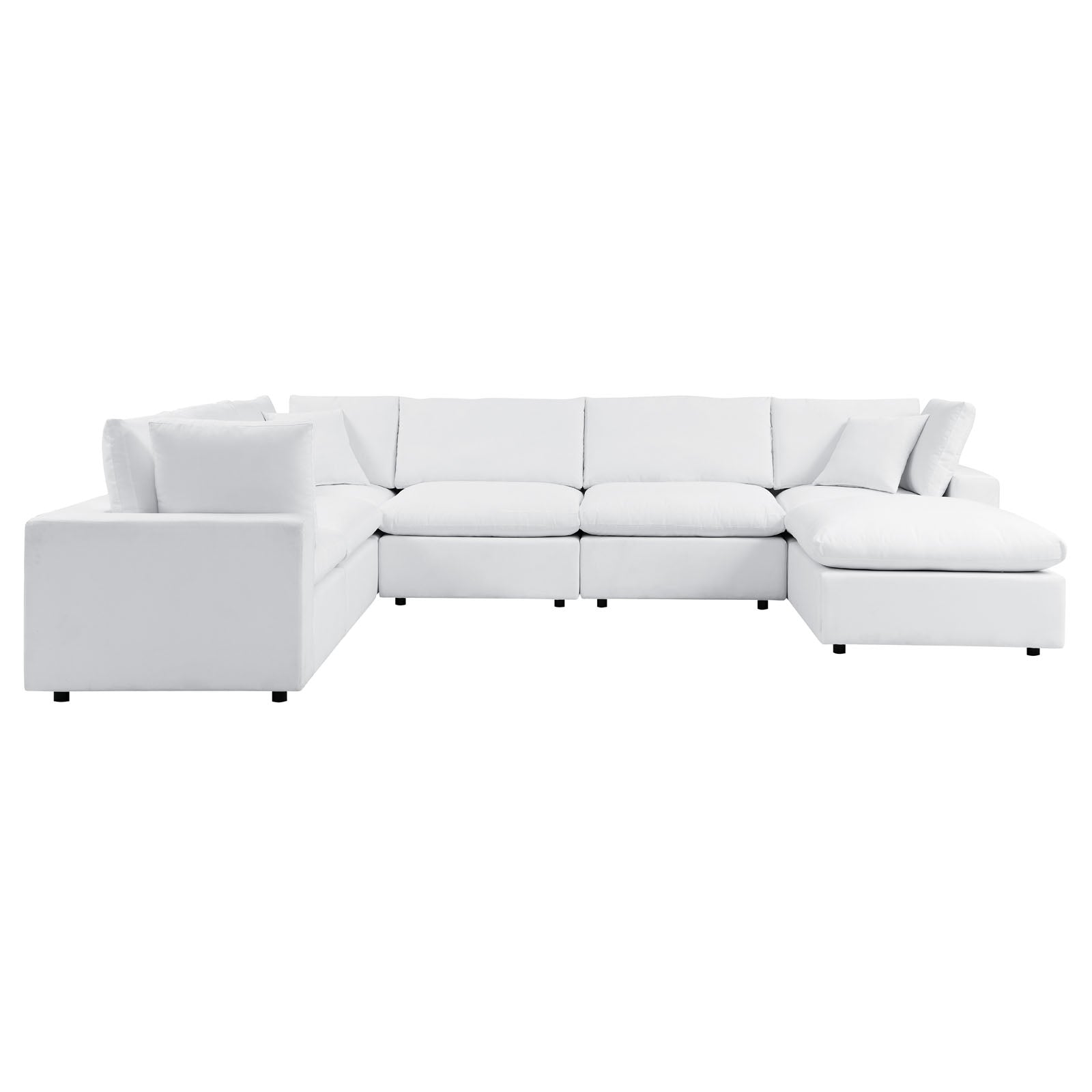 Modway Outdoor Sofas - Commix 7-Piece Sunbrella Outdoor Patio Sectional Sofa White