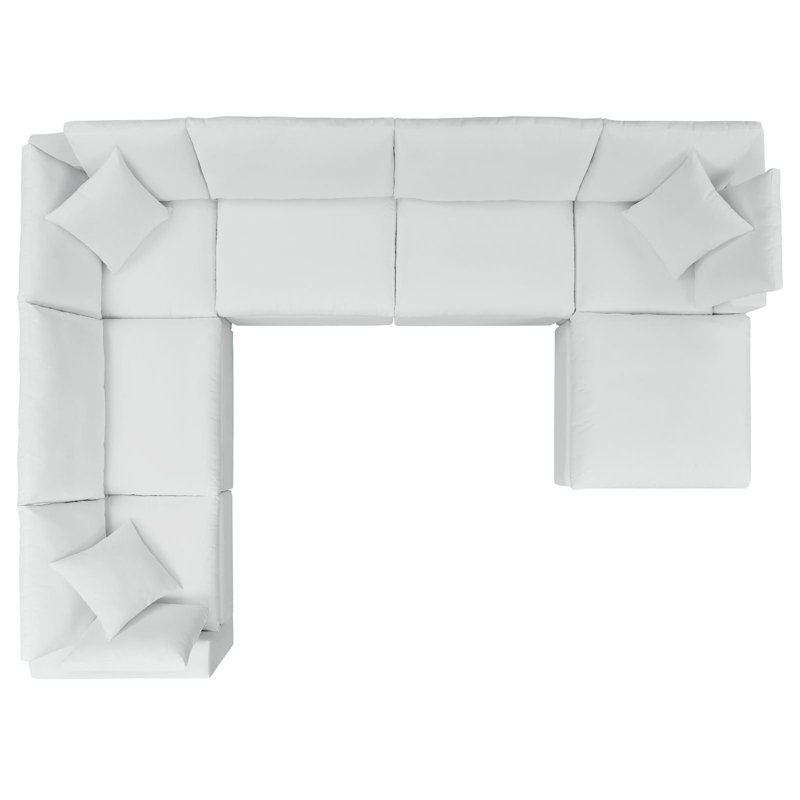 Modway Outdoor Sofas - Commix 7-Piece Sunbrella Outdoor Patio Sectional Sofa White