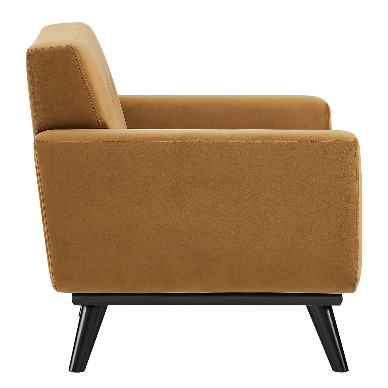Modway Accent Chairs - Engage Performance Velvet Armchair Cognac