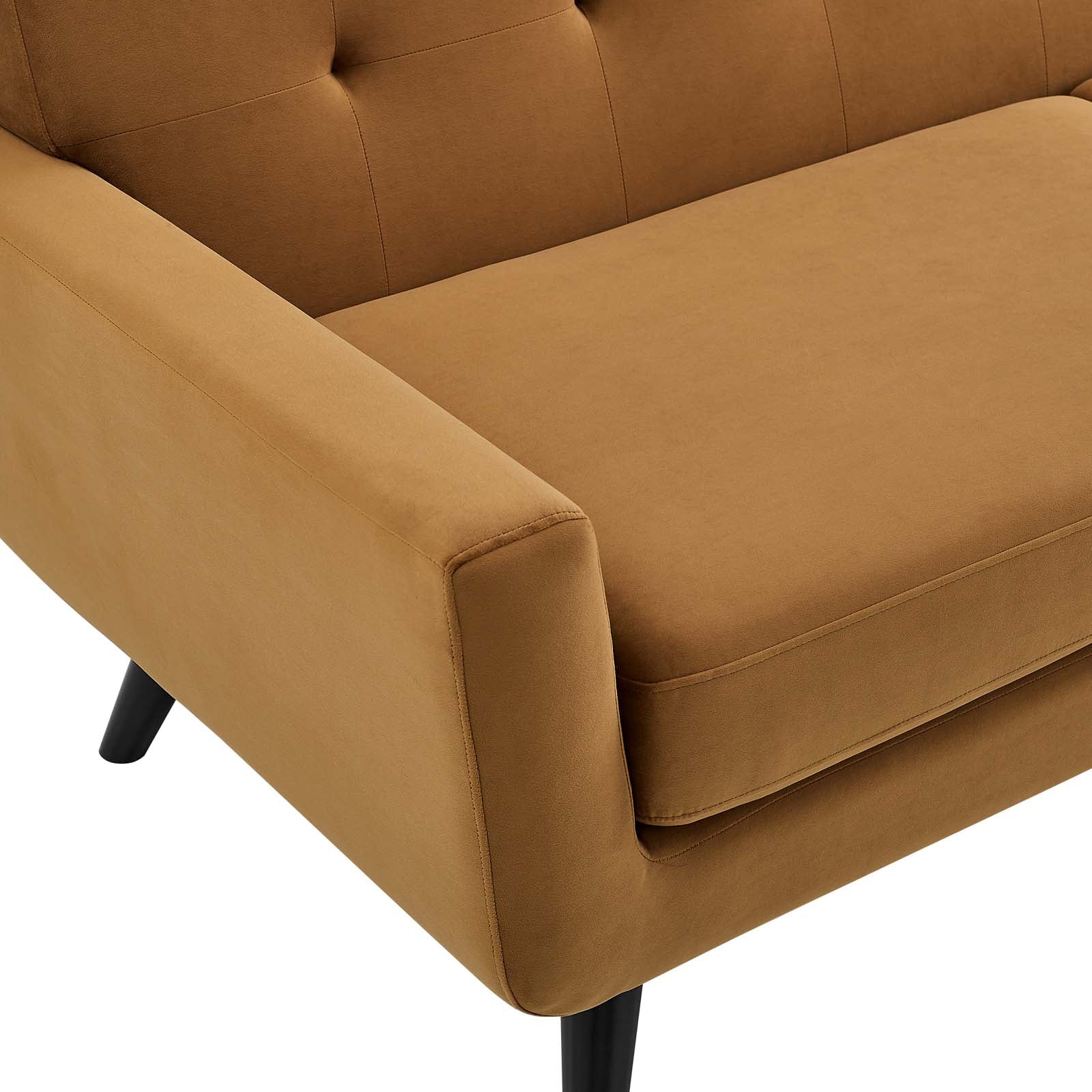 Modway Accent Chairs - Engage Performance Velvet Armchair Cognac