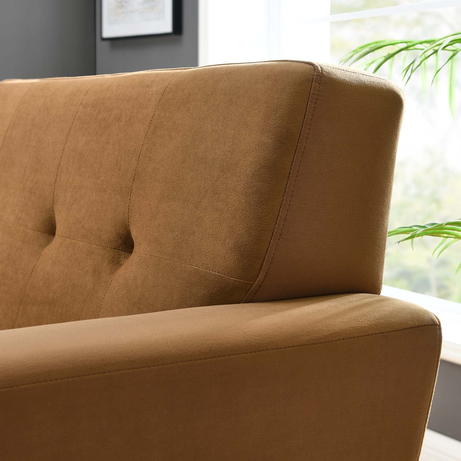 Modway Accent Chairs - Engage Performance Velvet Armchair Cognac