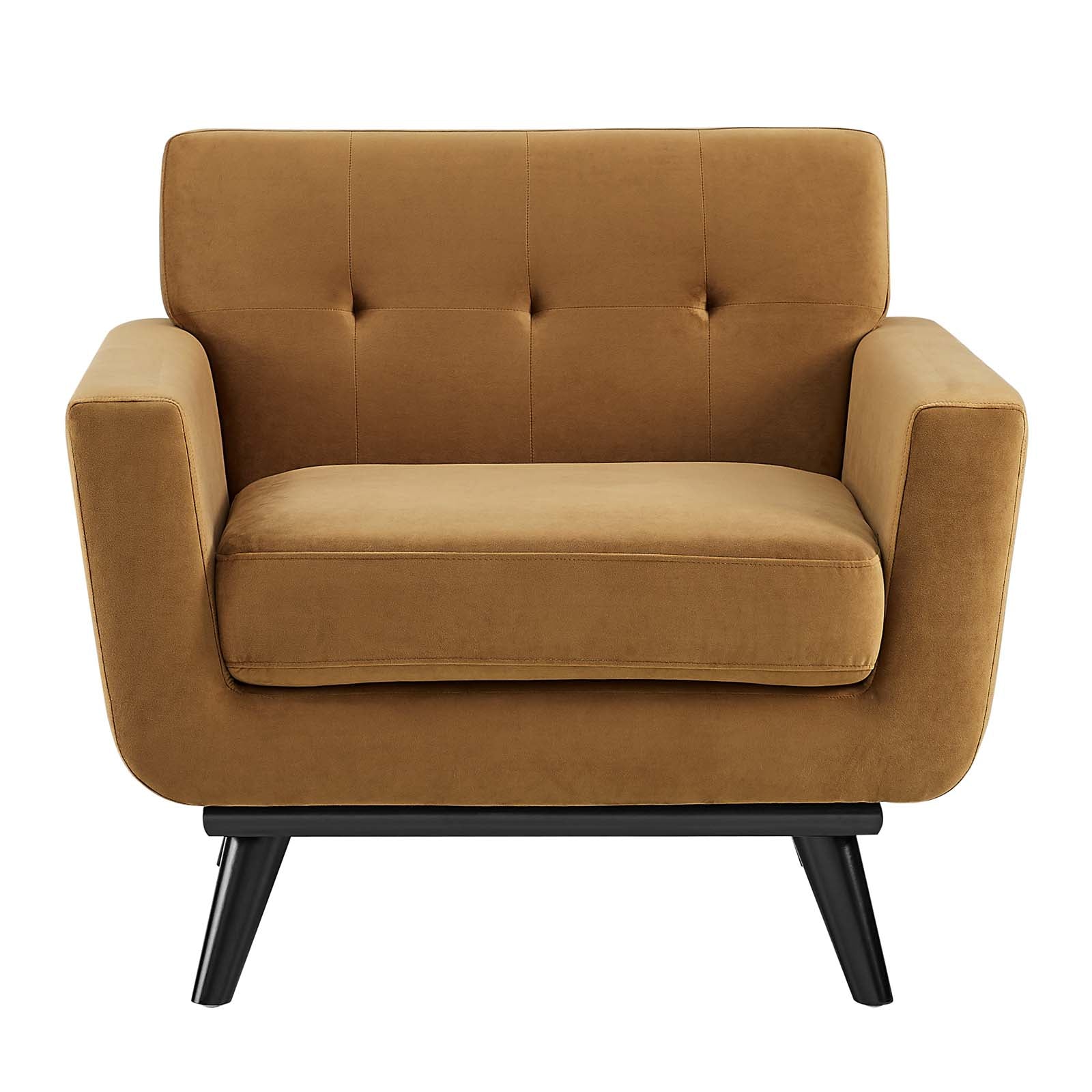 Modway Accent Chairs - Engage Performance Velvet Armchair Cognac