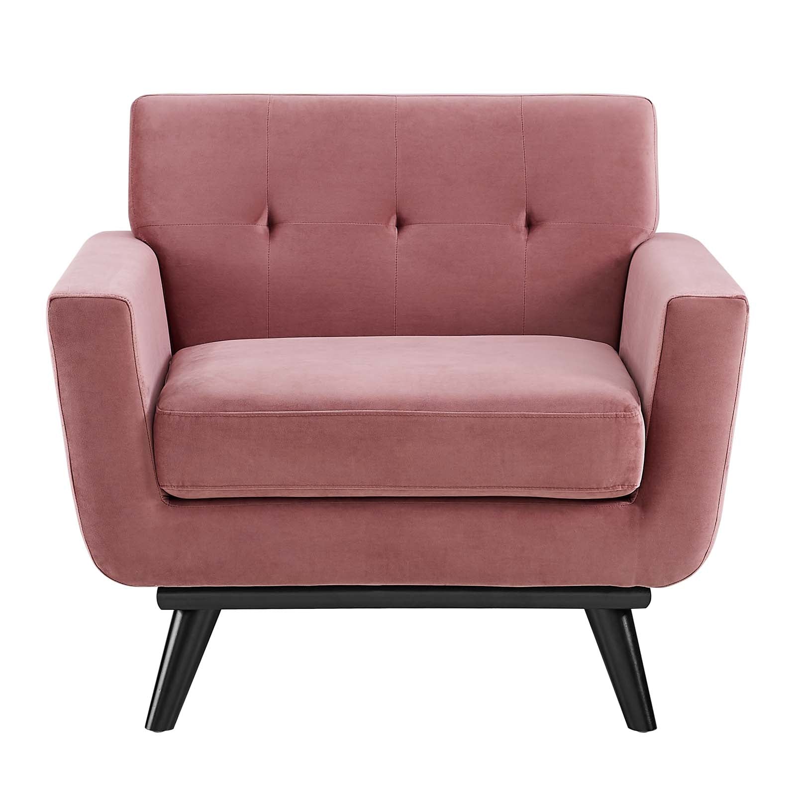 Modway Accent Chairs - Engage Performance Velvet Armchair Dusty Rose