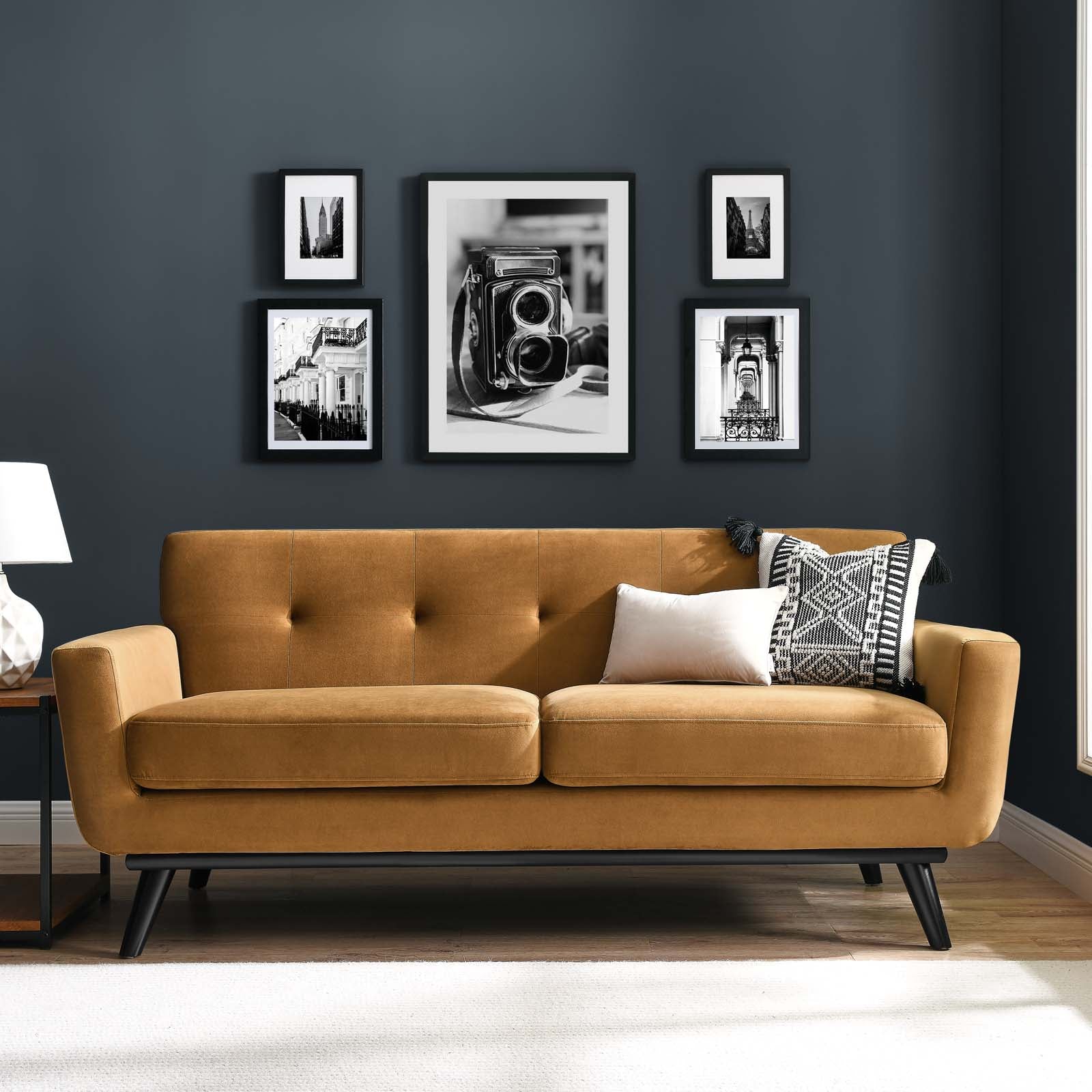 Modway Loveseats - Engage Performance Velvet Loveseat Cognac