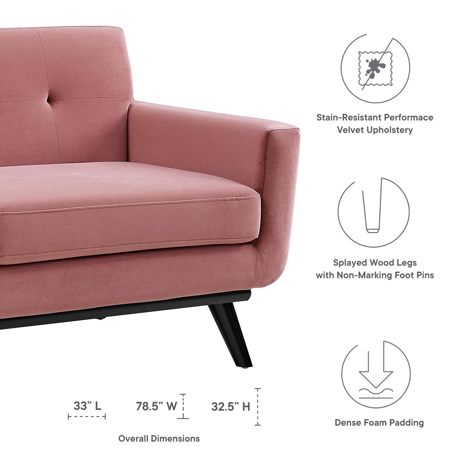 Modway Loveseats - Engage Performance Velvet Loveseat Dusty Rose