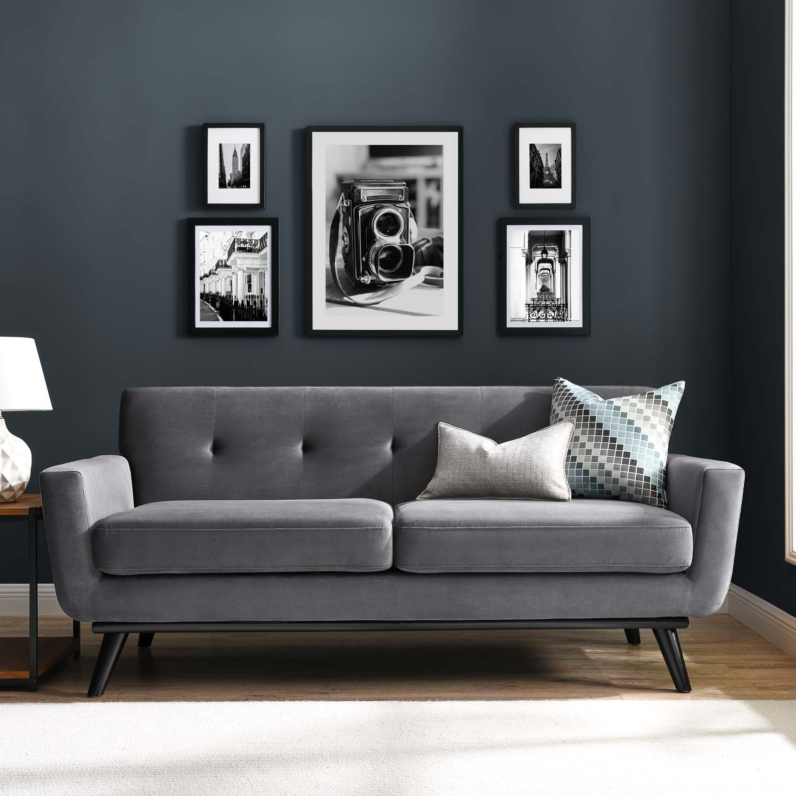 Modway Loveseats - Engage Performance Velvet Loveseat Gray