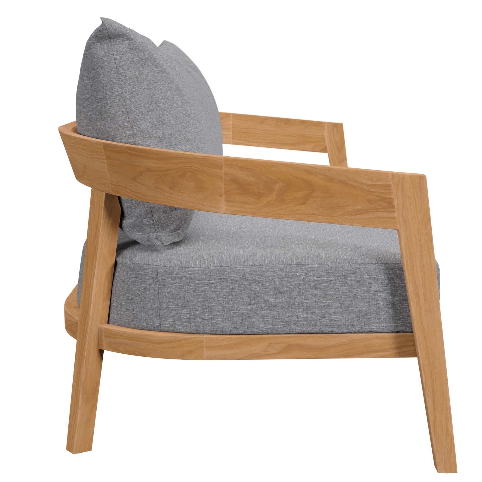 Modway Outdoor Sofas - Brisbane Teak Wood Outdoor Patio Loveseat Natural Gray