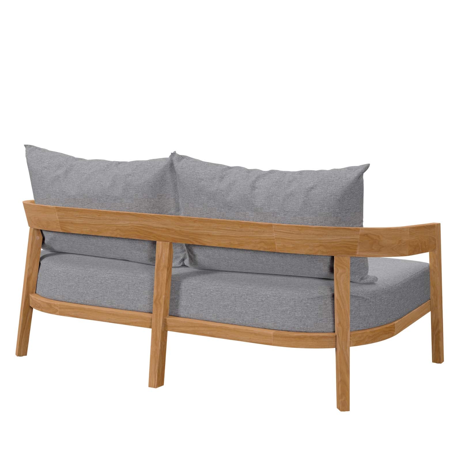 Modway Outdoor Sofas - Brisbane Teak Wood Outdoor Patio Loveseat Natural Gray