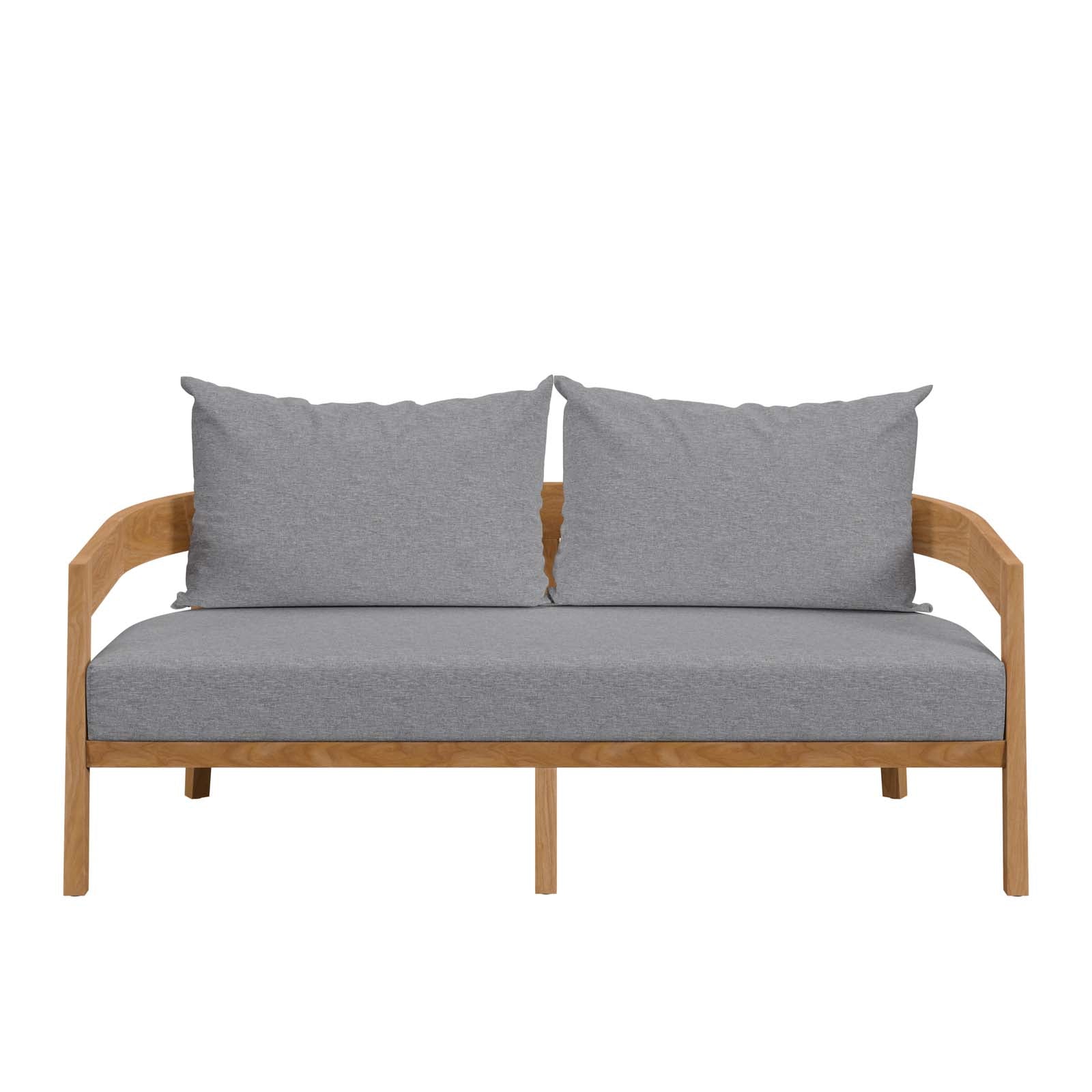 Modway Outdoor Sofas - Brisbane Teak Wood Outdoor Patio Loveseat Natural Gray