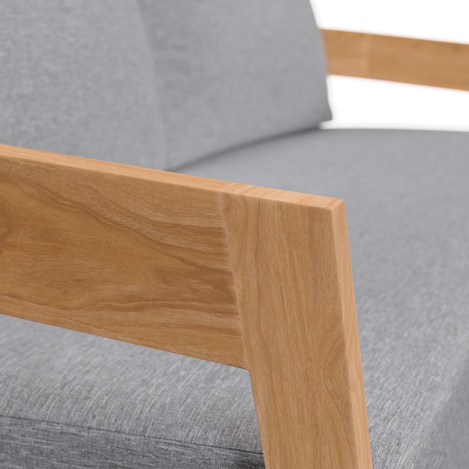 Modway Outdoor Sofas - Brisbane Teak Wood Outdoor Patio Loveseat Natural Gray