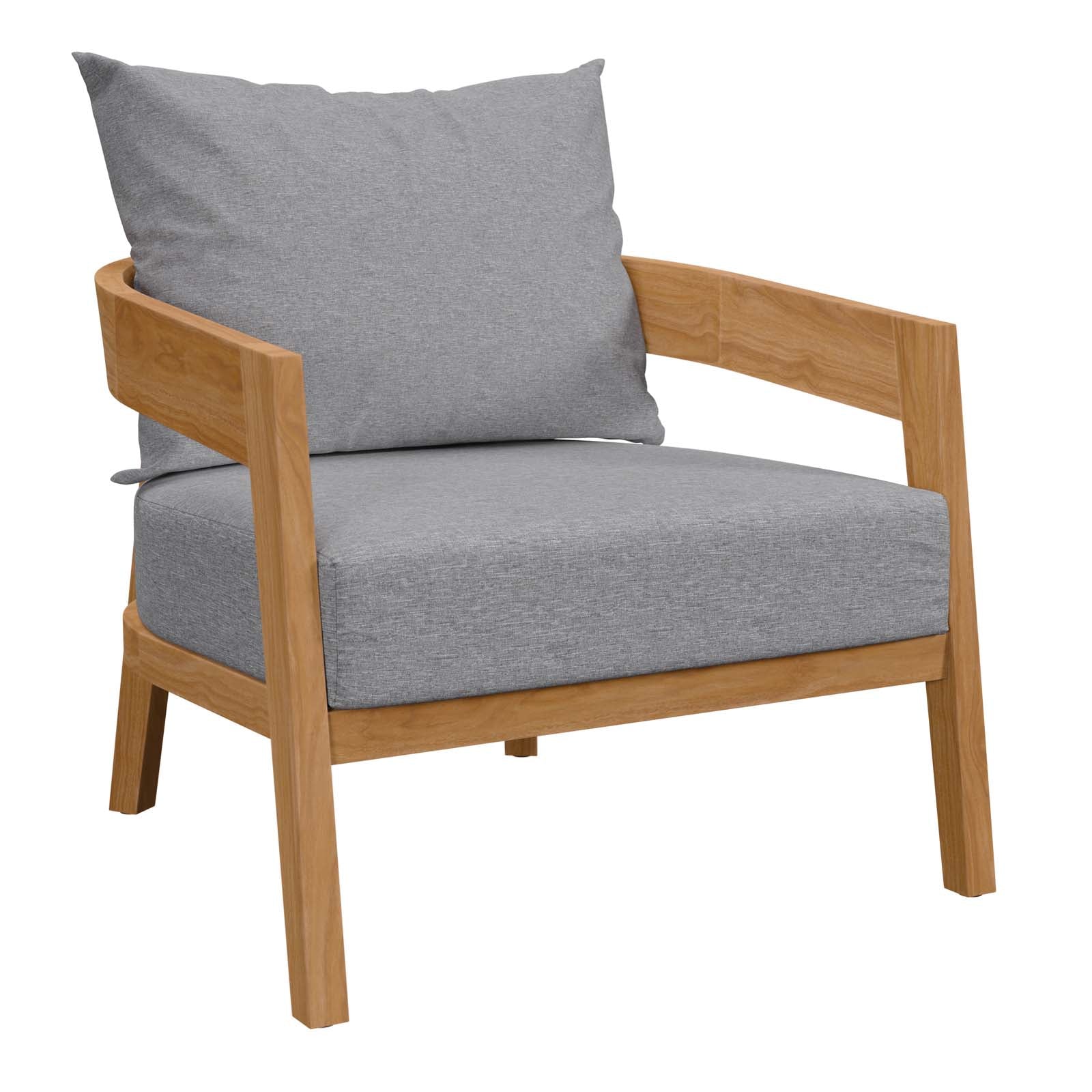 Modway Outdoor Chairs - Brisbane Teak Wood Outdoor Patio Armchair Natural Gray