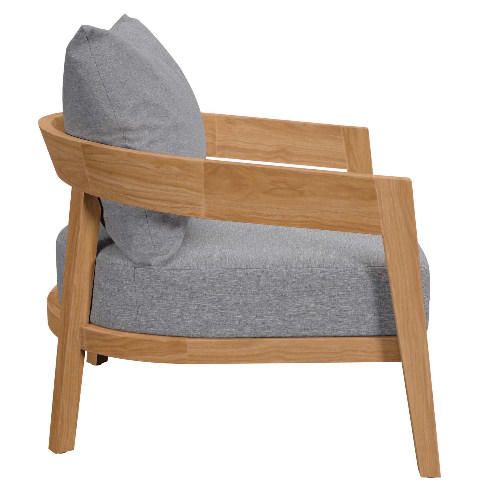 Modway Outdoor Chairs - Brisbane Teak Wood Outdoor Patio Armchair Natural Gray