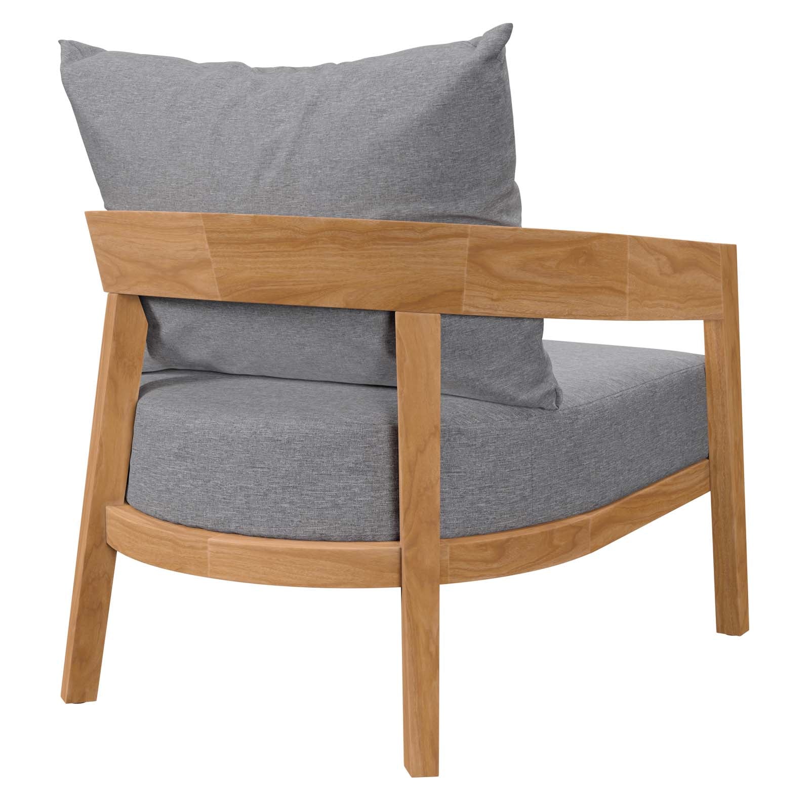 Modway Outdoor Chairs - Brisbane Teak Wood Outdoor Patio Armchair Natural Gray