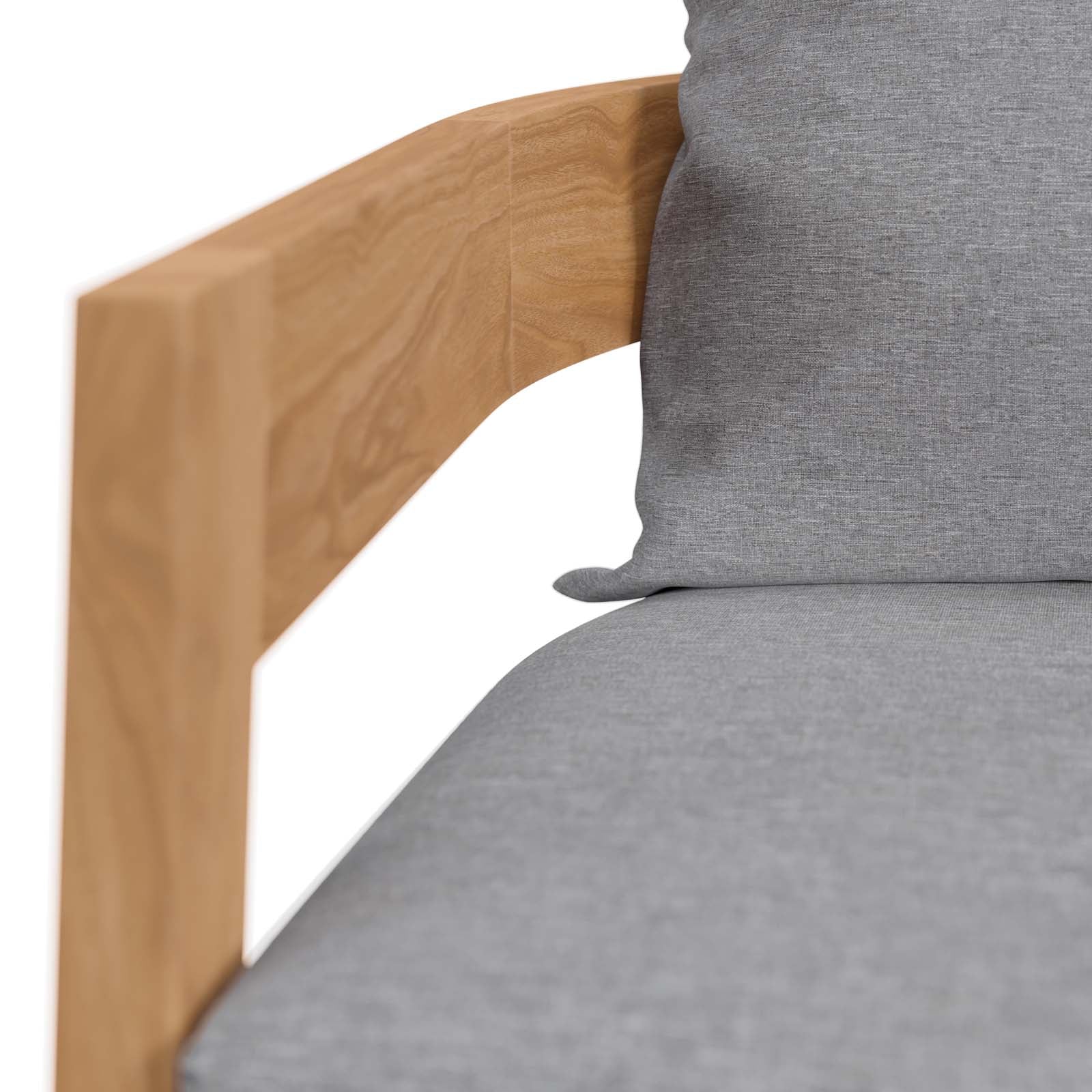 Modway Outdoor Chairs - Brisbane Teak Wood Outdoor Patio Armchair Natural Gray