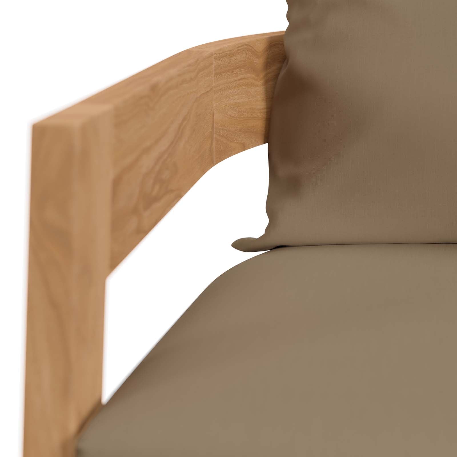 Modway Outdoor Chairs - Brisbane Teak Wood Outdoor Patio Armchair Natural Light Brown