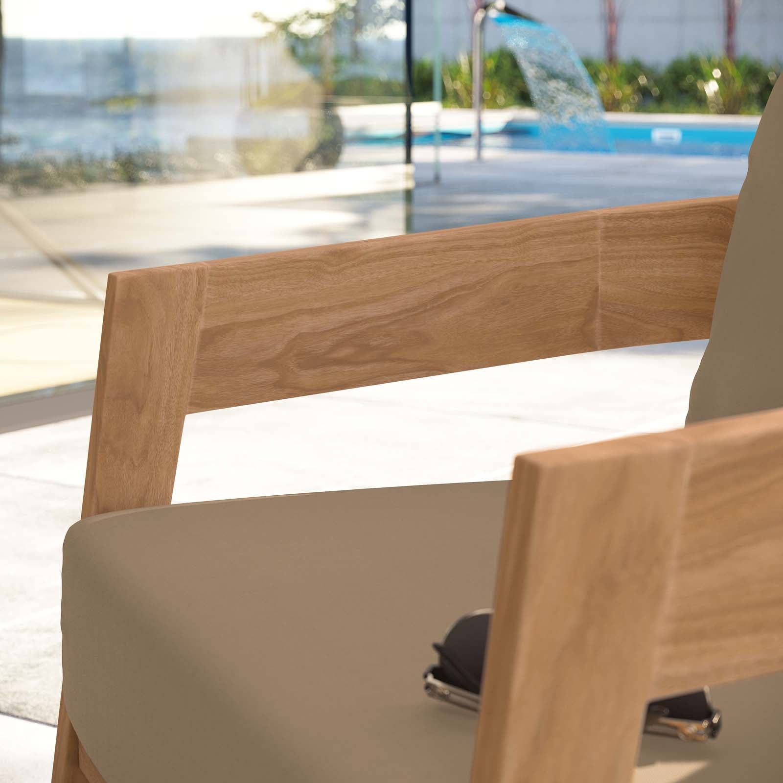 Modway Outdoor Chairs - Brisbane Teak Wood Outdoor Patio Armchair Natural Light Brown