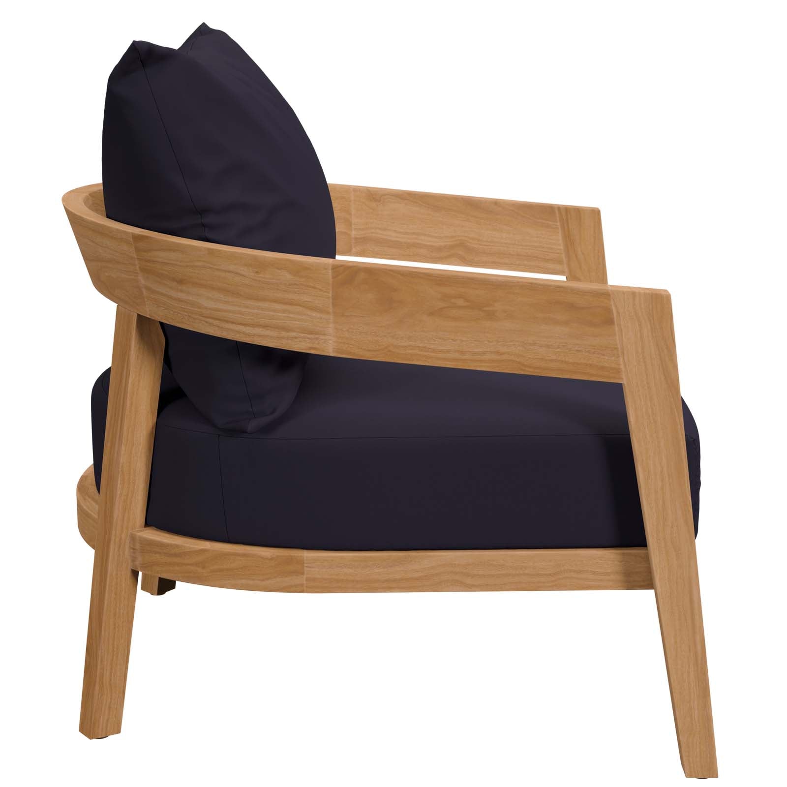 Modway Outdoor Chairs - Brisbane Teak Wood Outdoor Patio Armchair Natural Navy