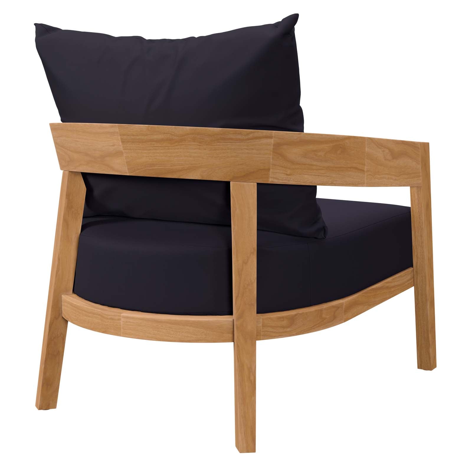Modway Outdoor Chairs - Brisbane Teak Wood Outdoor Patio Armchair Natural Navy