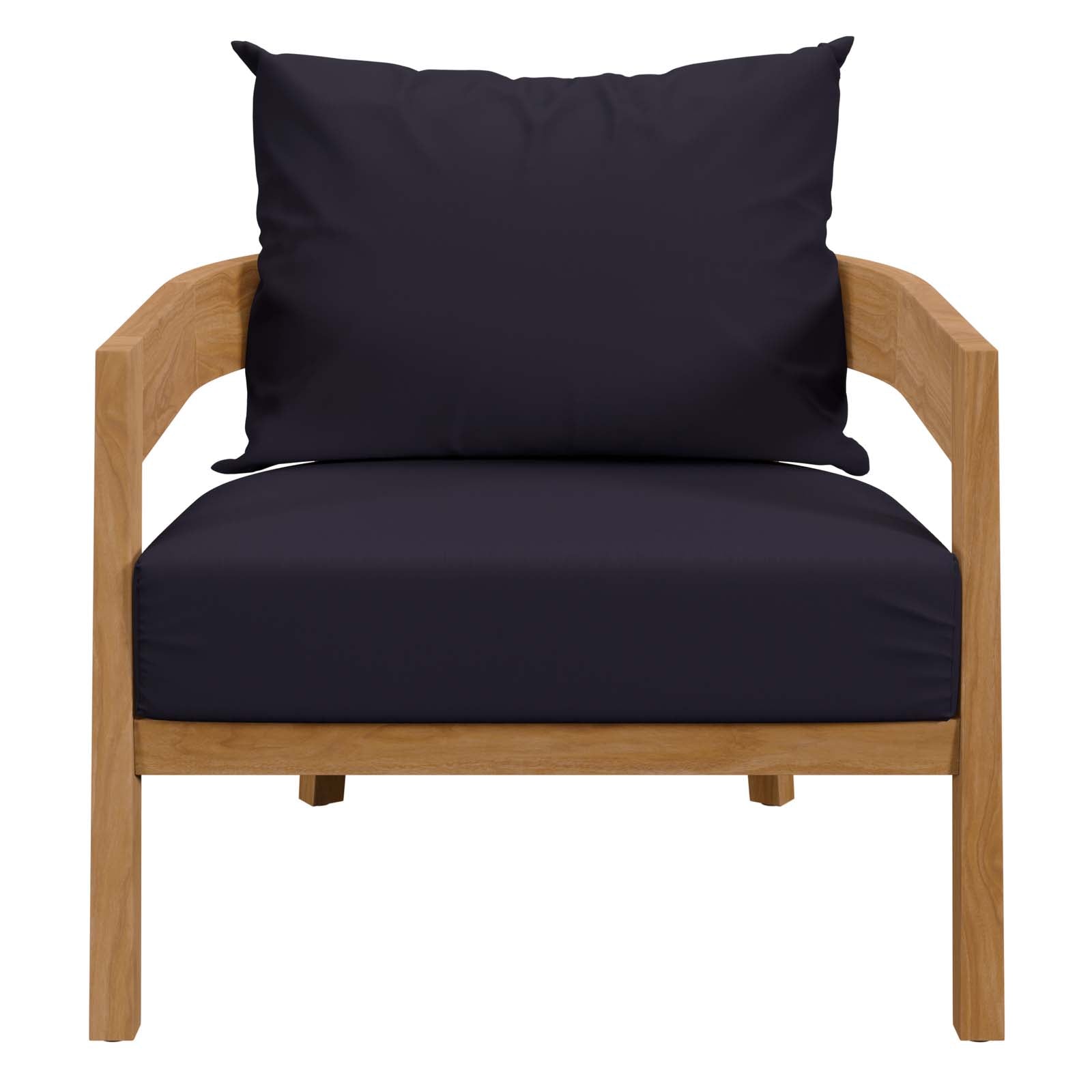 Modway Outdoor Chairs - Brisbane Teak Wood Outdoor Patio Armchair Natural Navy