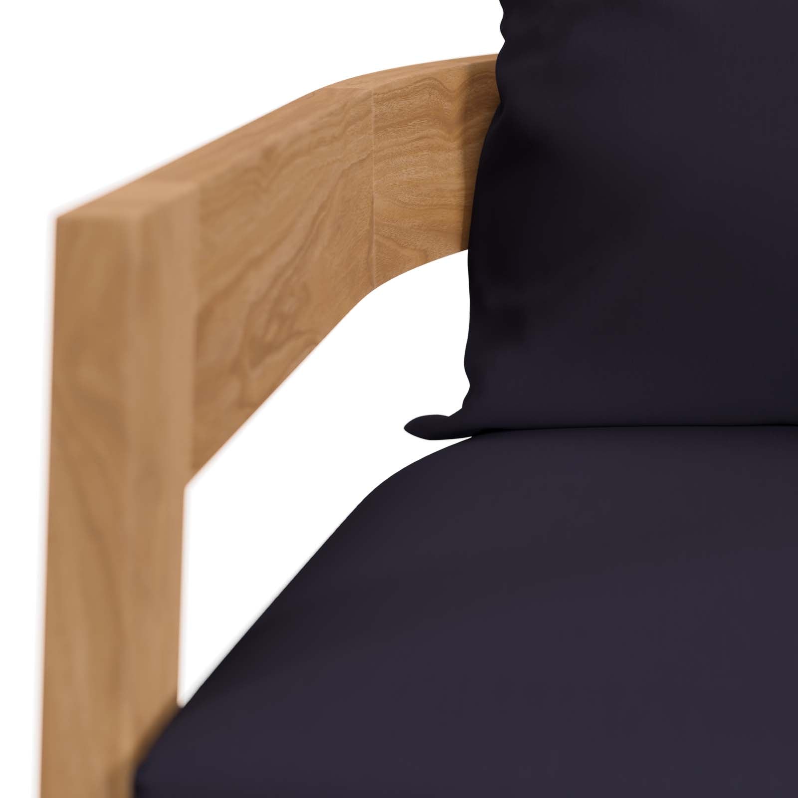 Modway Outdoor Chairs - Brisbane Teak Wood Outdoor Patio Armchair Natural Navy