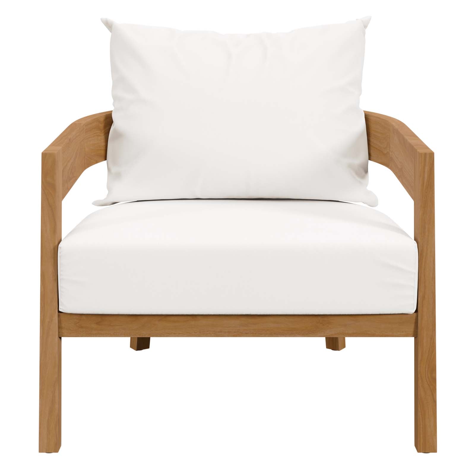Modway Outdoor Chairs - Brisbane Teak Wood Outdoor Patio Armchair Natural White
