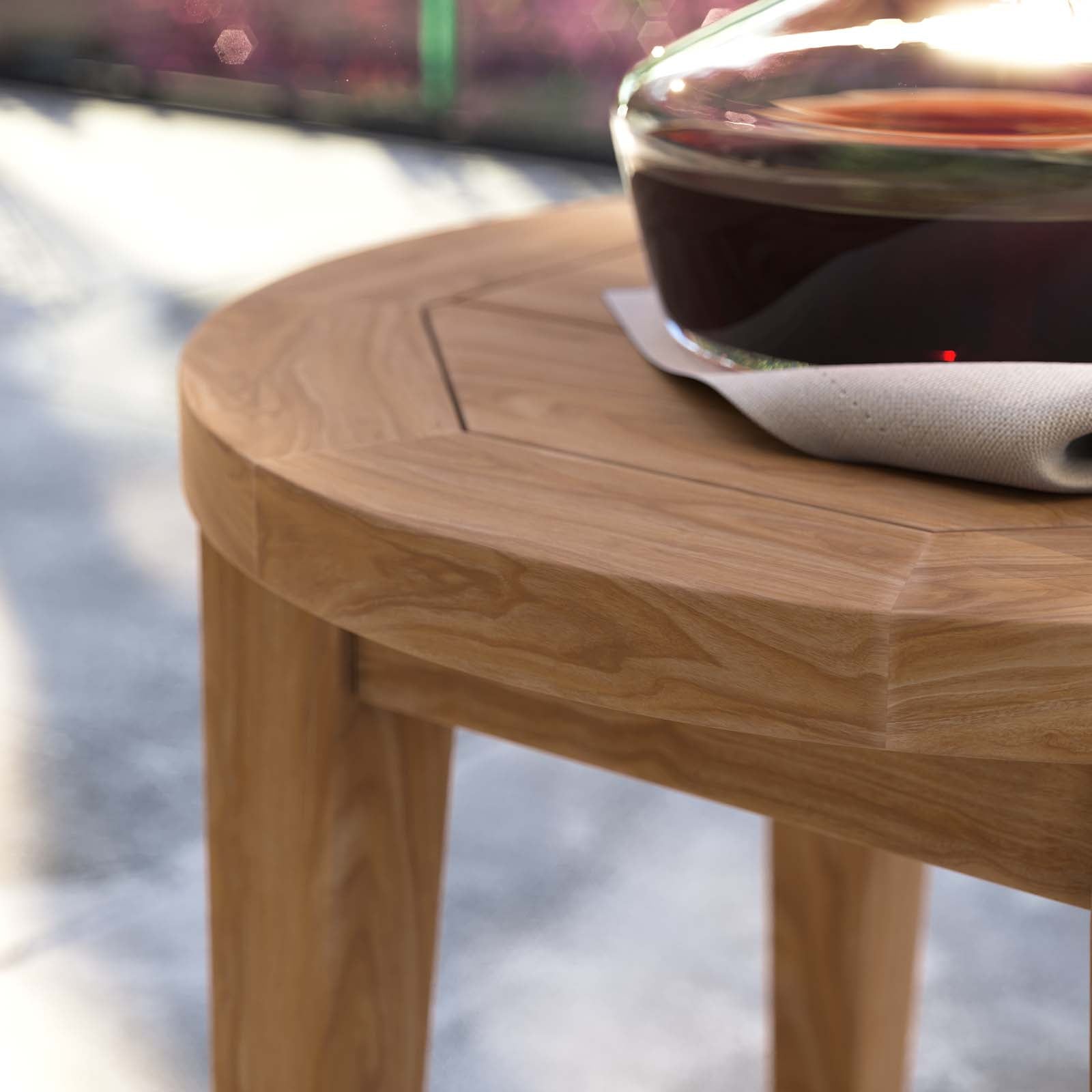 Modway Outdoor Side Tables - Brisbane Teak Wood Outdoor Patio Side Table Natural