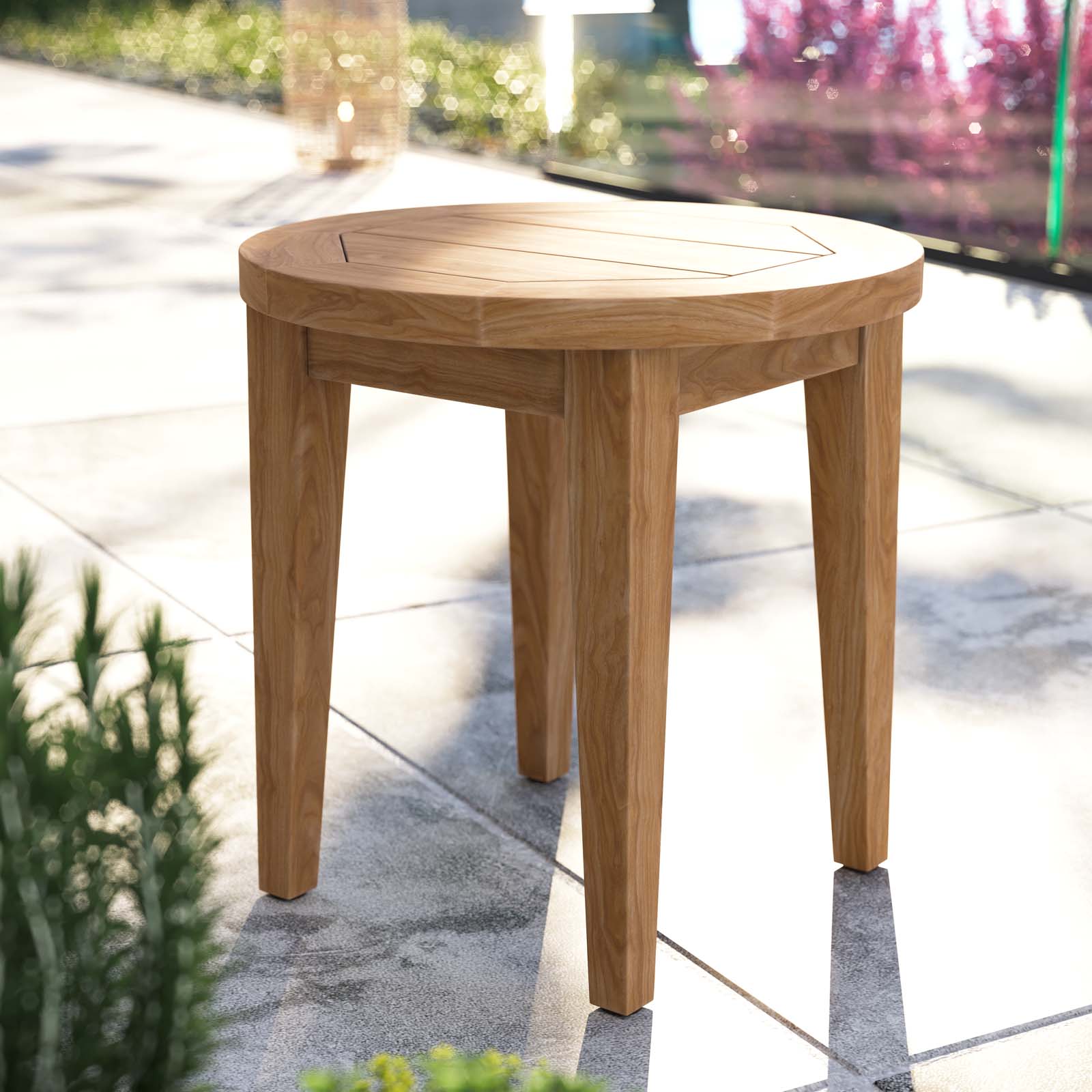 Modway Outdoor Side Tables - Brisbane Teak Wood Outdoor Patio Side Table Natural