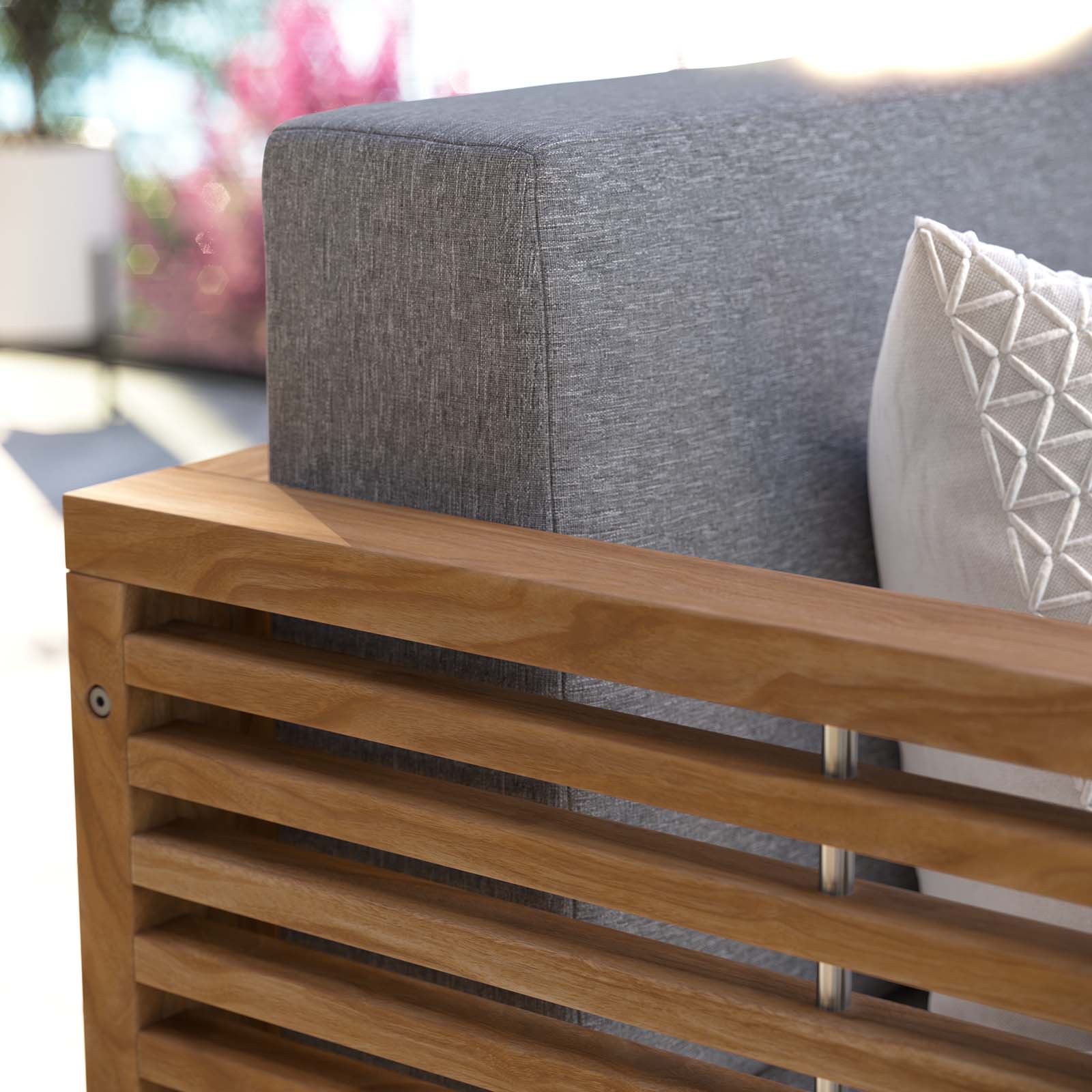 Modway Outdoor Sofas - Carlsbad Teak Wood Outdoor Patio Loveseat Natural Gray