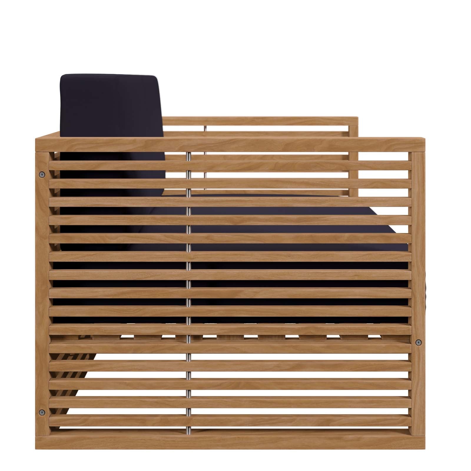 Modway Outdoor Sofas - Carlsbad Teak Wood Outdoor Patio Loveseat Natural Navy