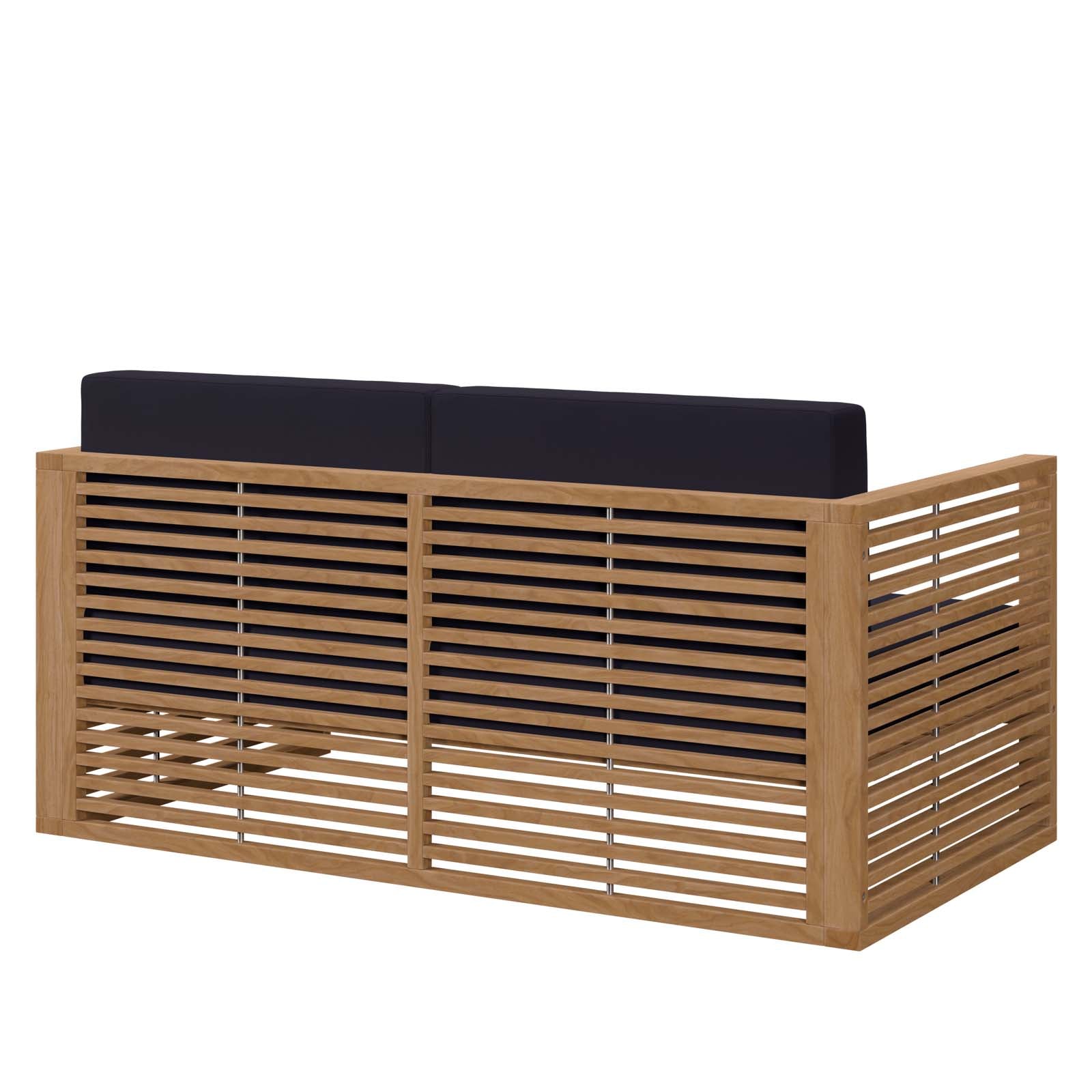 Modway Outdoor Sofas - Carlsbad Teak Wood Outdoor Patio Loveseat Natural Navy